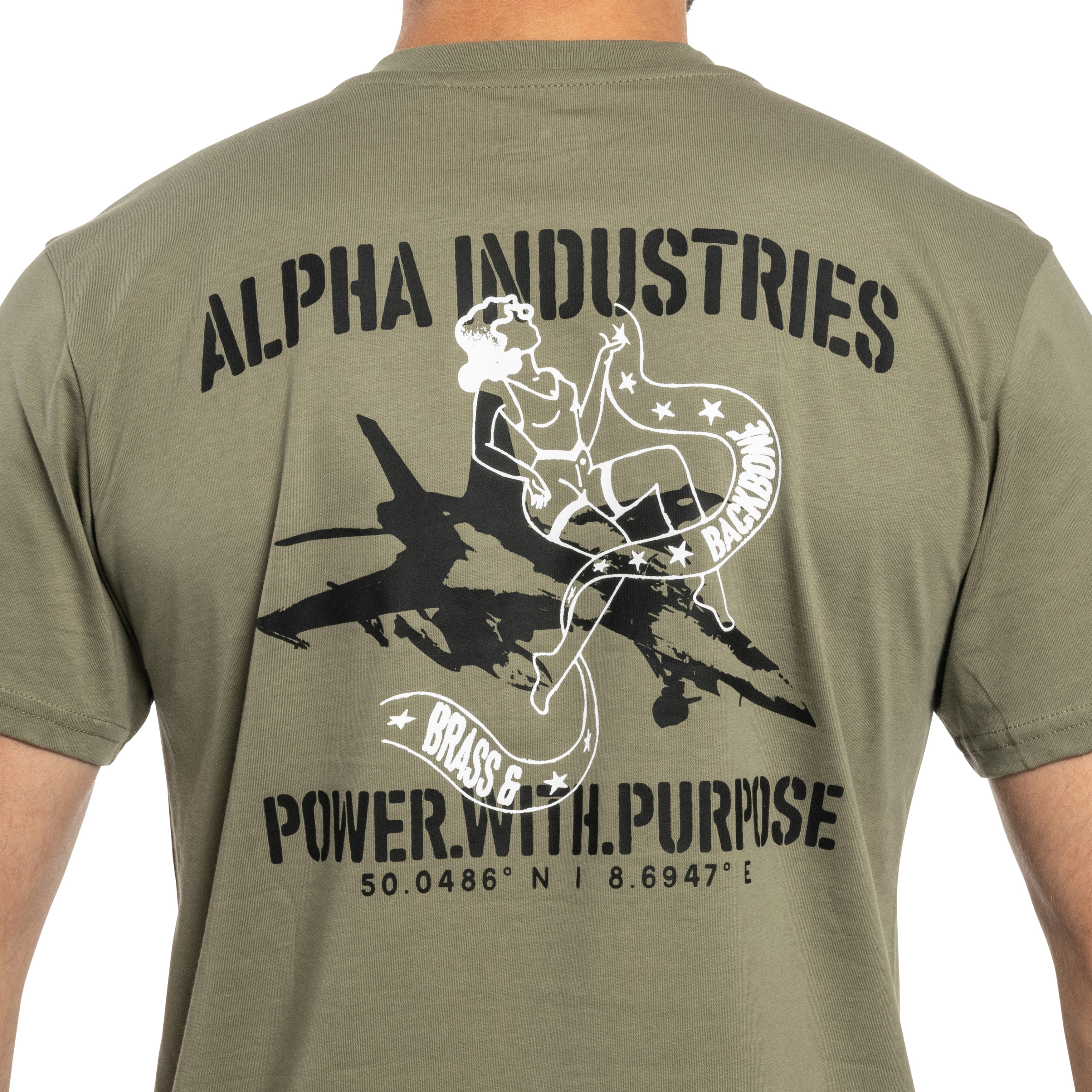 Koszulka T-shirt Alpha Industries Noseart Backprint - Olive