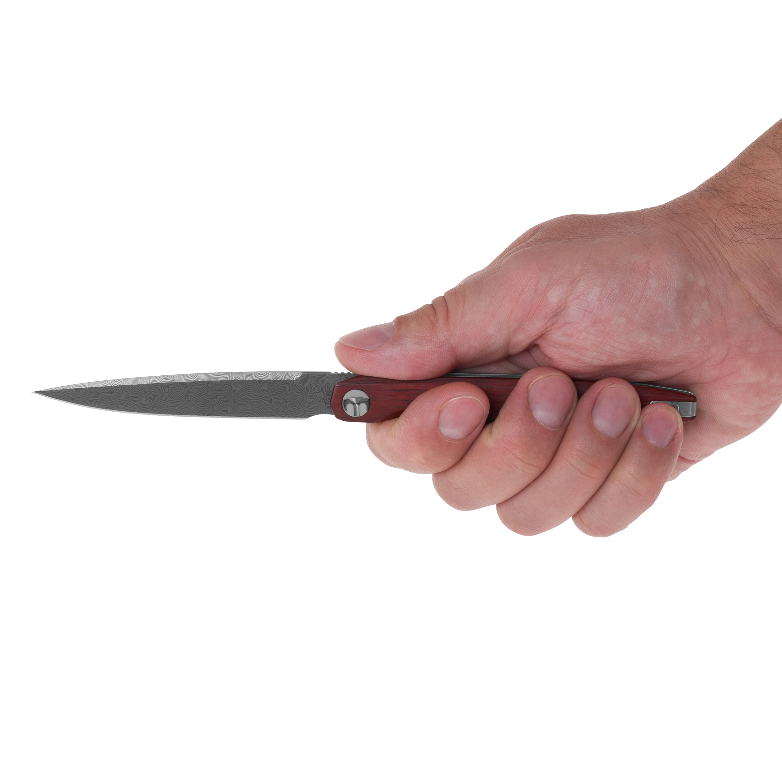 Bestechman Lanza Damascus by Grzegorz “Kombou” Grabarski Folding Knife - Rosewood