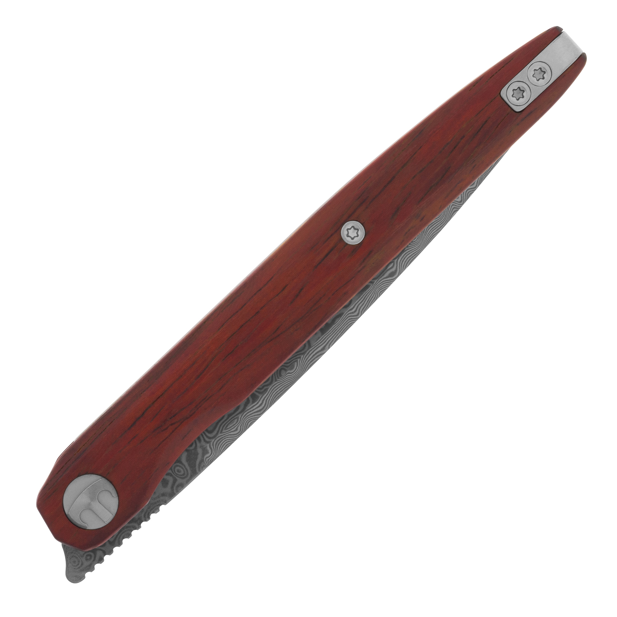 Bestechman Lanza Damascus by Grzegorz “Kombou” Grabarski Folding Knife - Rosewood