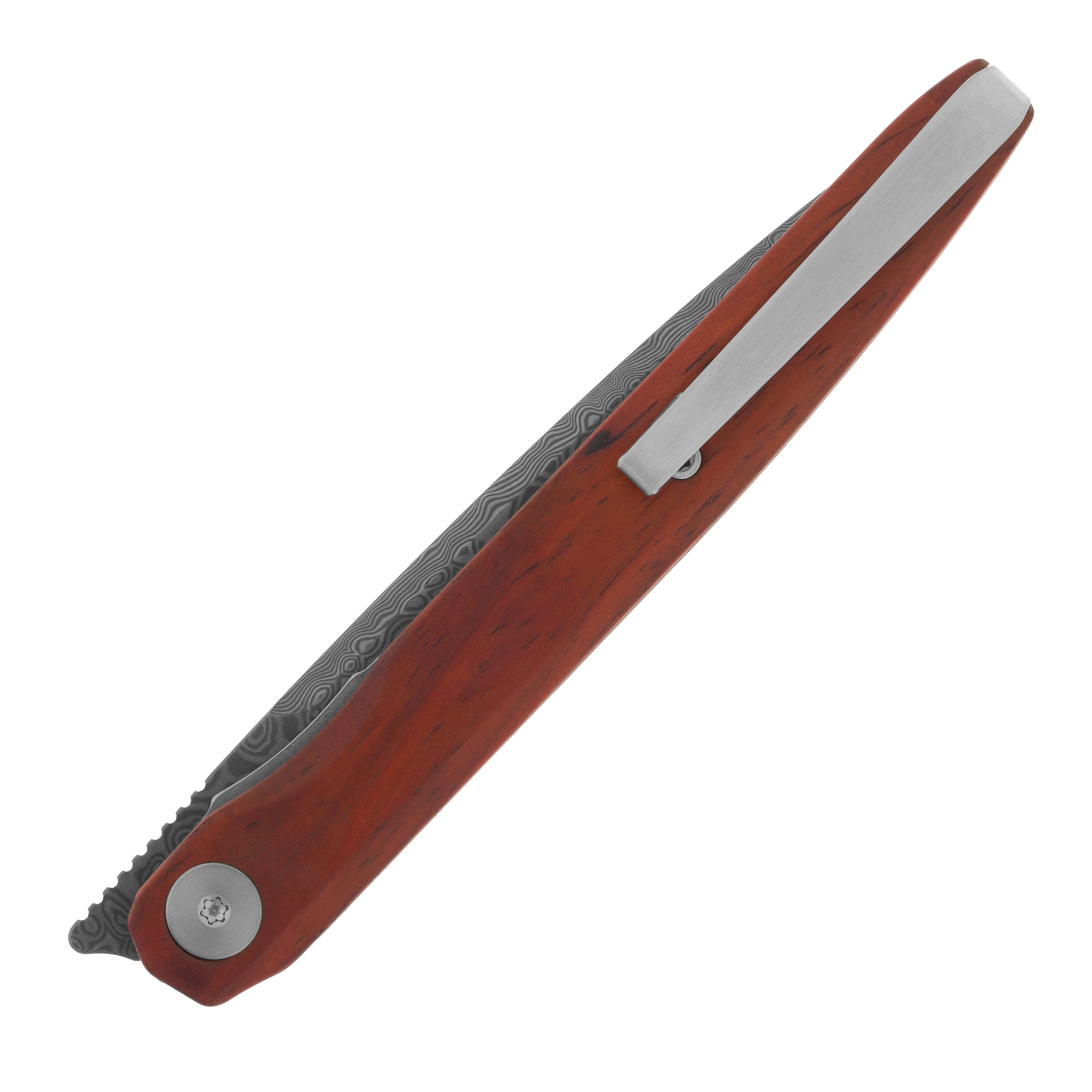 Bestechman Lanza Damascus by Grzegorz “Kombou” Grabarski Folding Knife - Rosewood