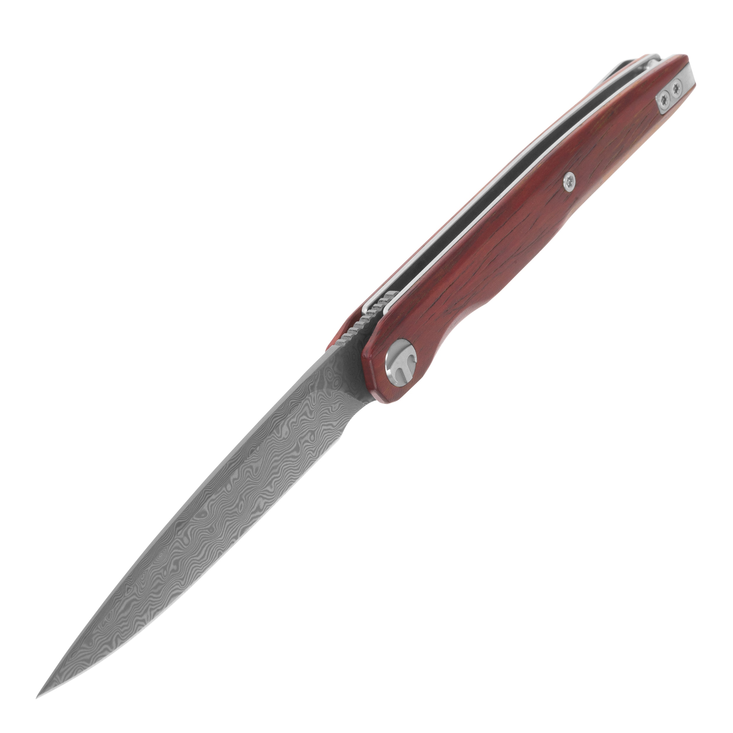 Bestechman Lanza Damascus by Grzegorz “Kombou” Grabarski Folding Knife - Rosewood