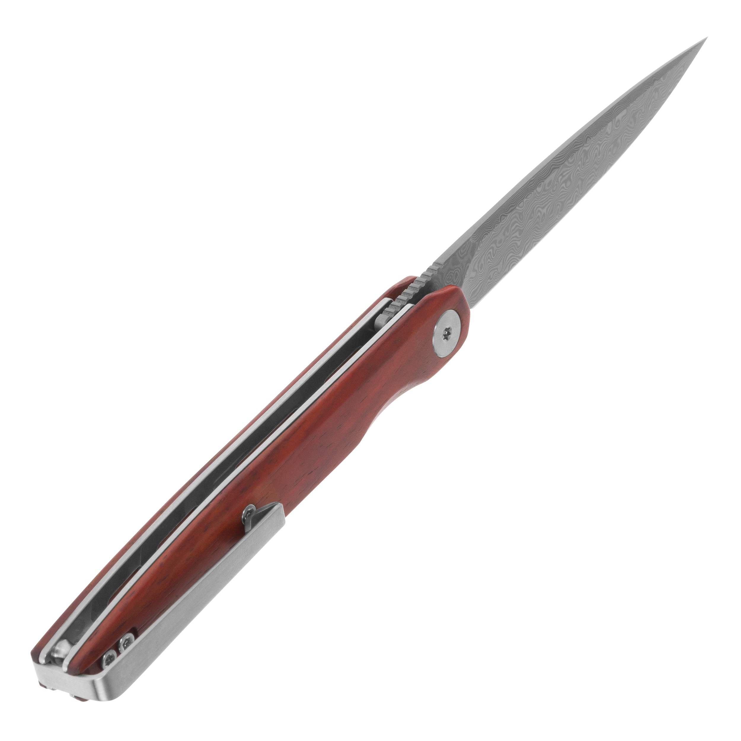 Bestechman Lanza Damascus by Grzegorz “Kombou” Grabarski Folding Knife - Rosewood