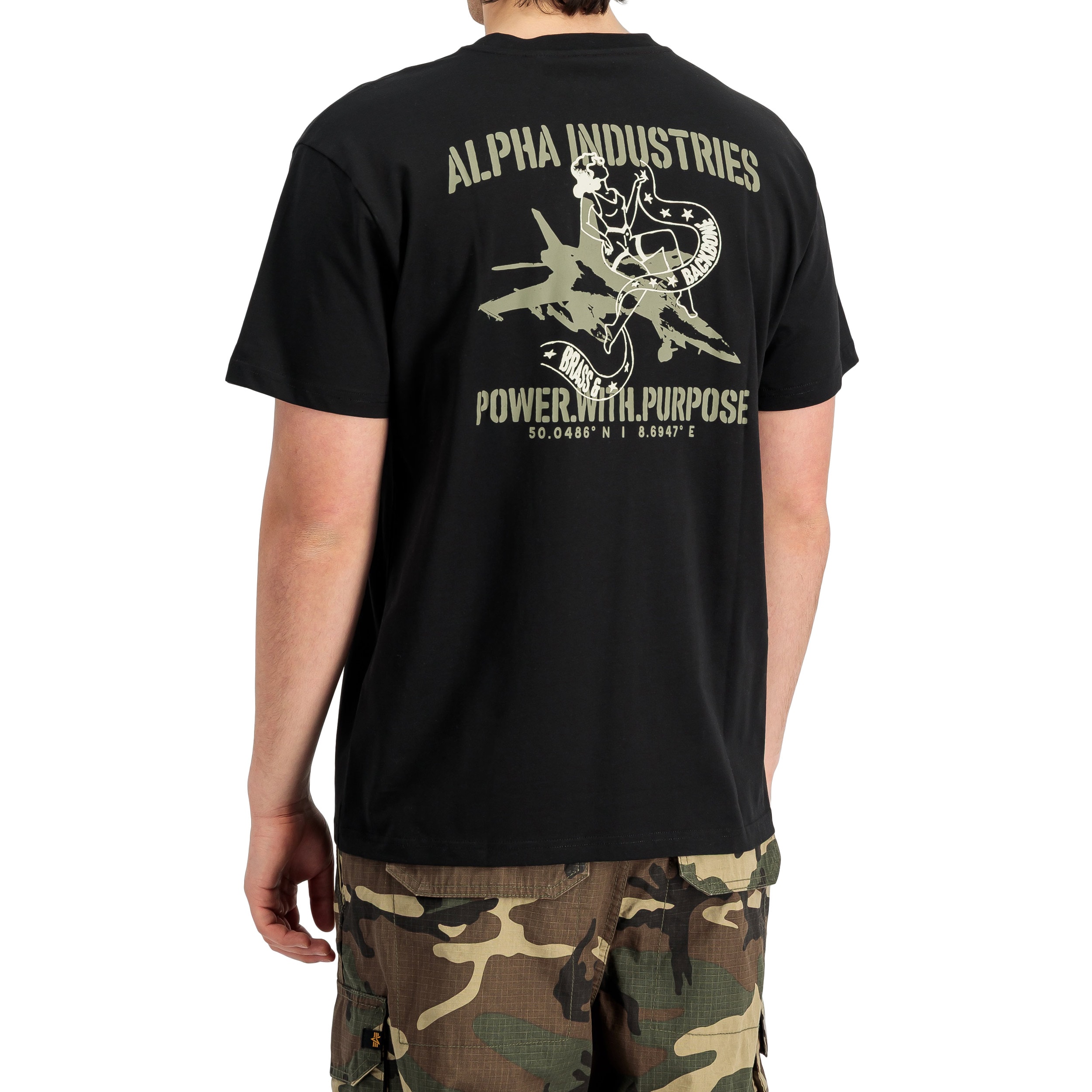 Koszulka T-shirt Alpha Industries Noseart Backprint - Black