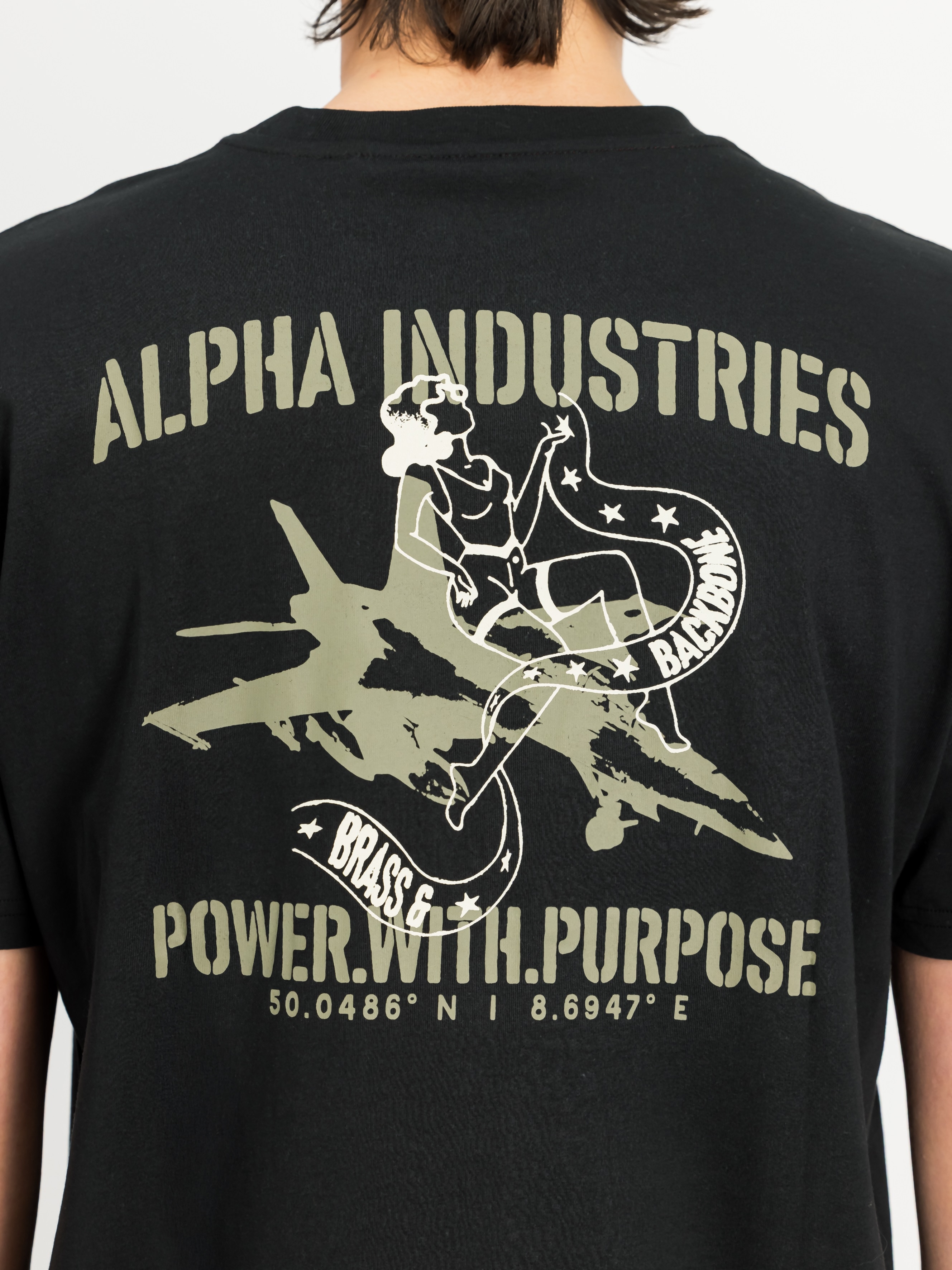 Koszulka T-shirt Alpha Industries Noseart Backprint - Black