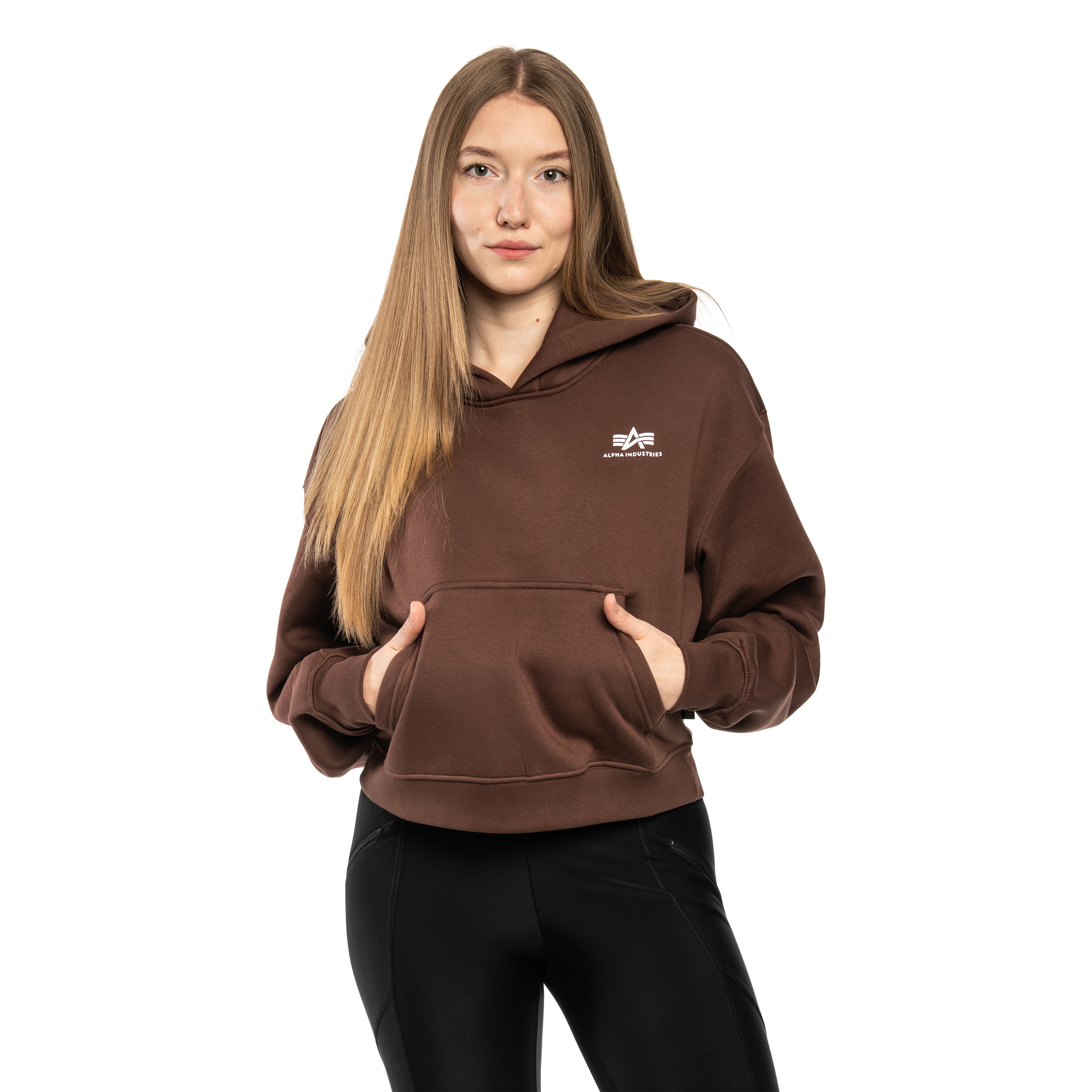 Bluza damska Alpha Industries Basic Small Logo Hoodie - Powder Brown