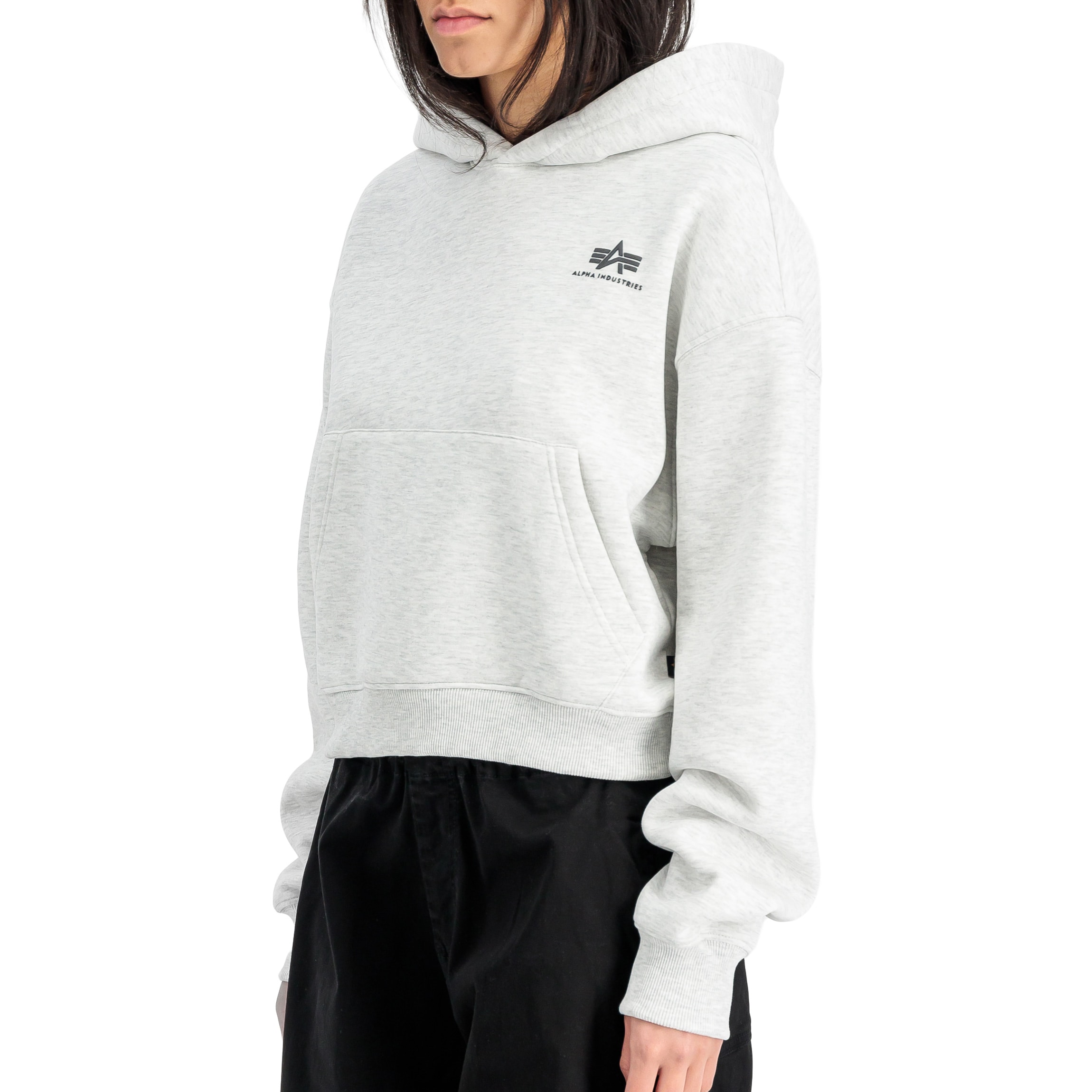 Bluza damska Alpha Industries Basic Small Logo Hoodie - Pastel Grey/Melange