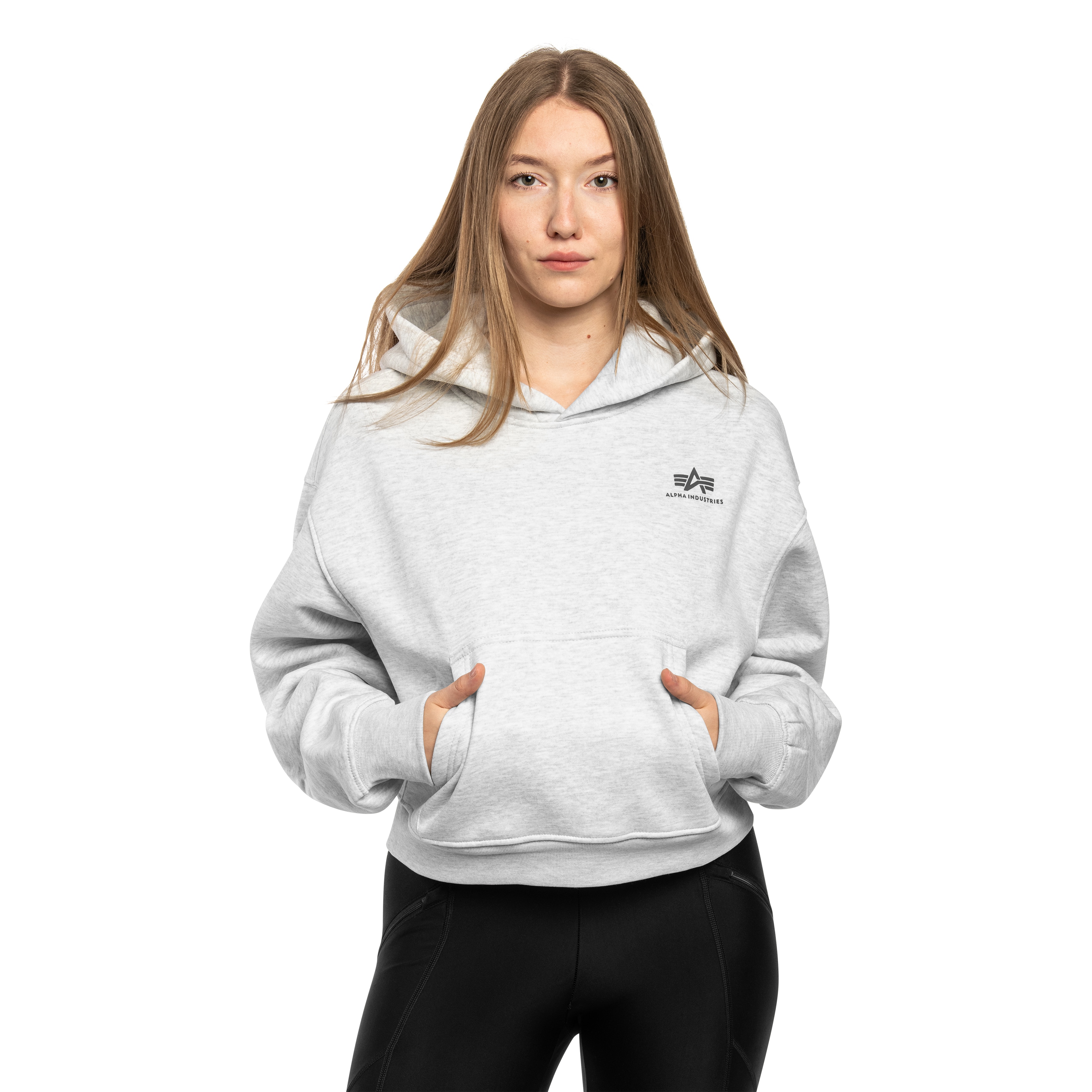 Жіноча кофта Alpha Industries Basic Small Logo Hoodie - Pastel Grey/Melange