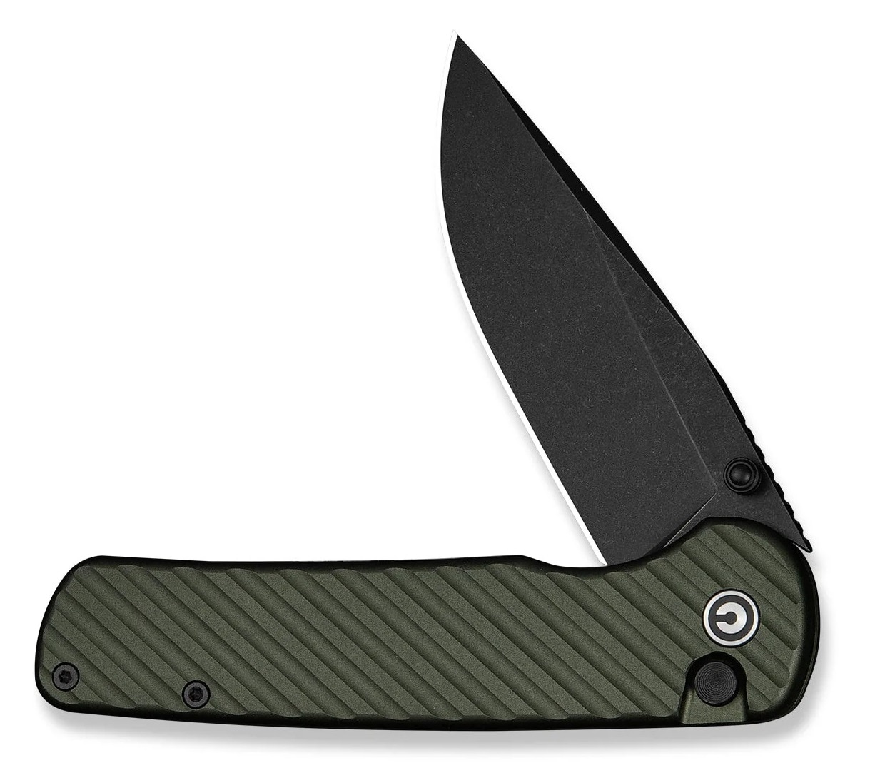 Civivi Iron Tide Black Stonewashed 14C28N Aluminium Folding Knife - Forest Green