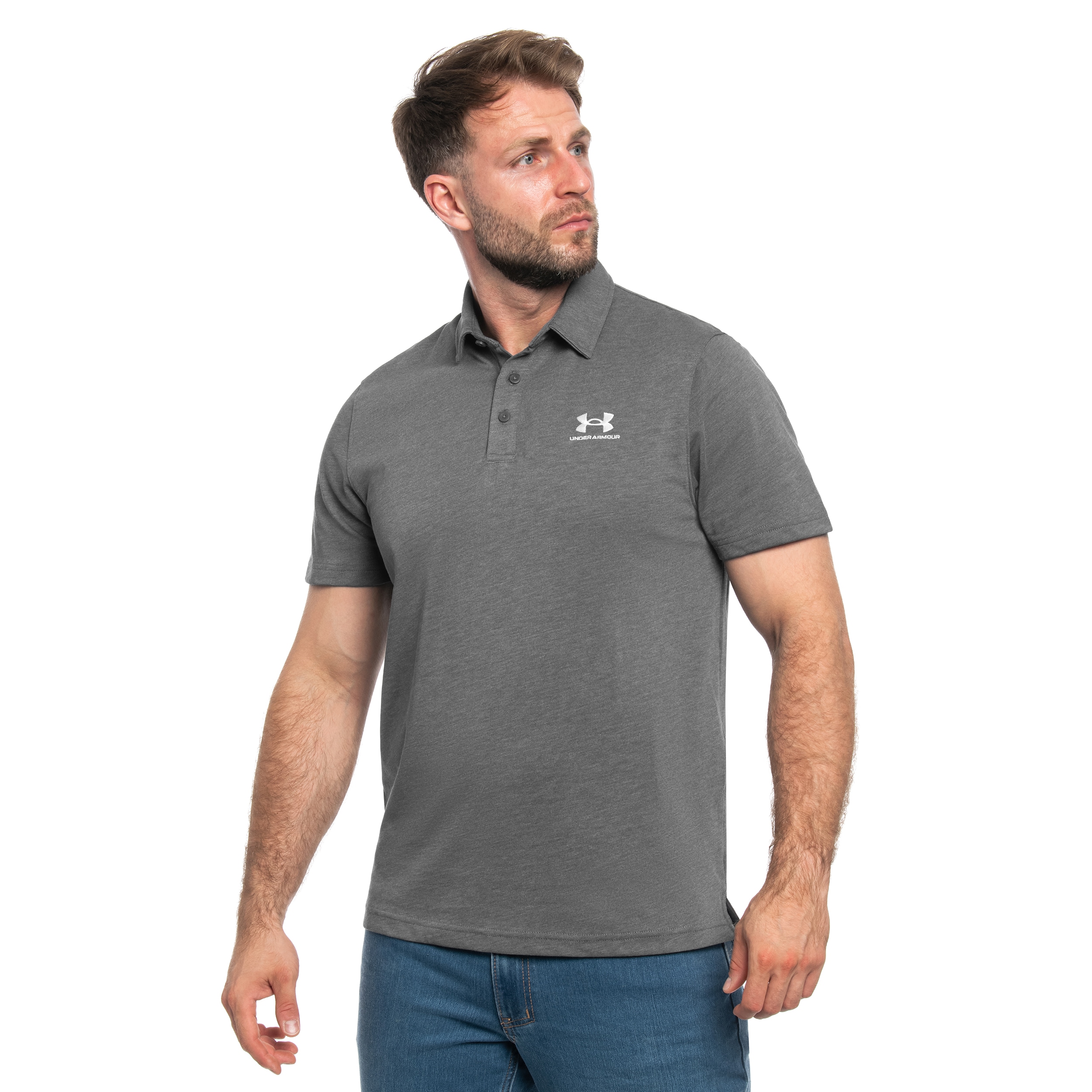 Koszulka polo Under Armour Icon Polo - Castlerock Light Heather/White