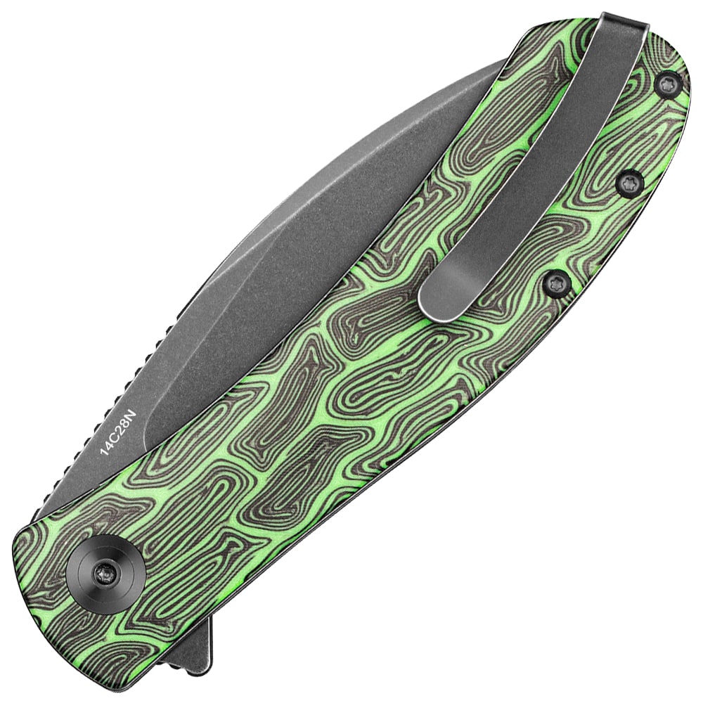 Складаний ніж Trollsky Knives Mandu XL 14C28N - Black Stonewashed/Green G10