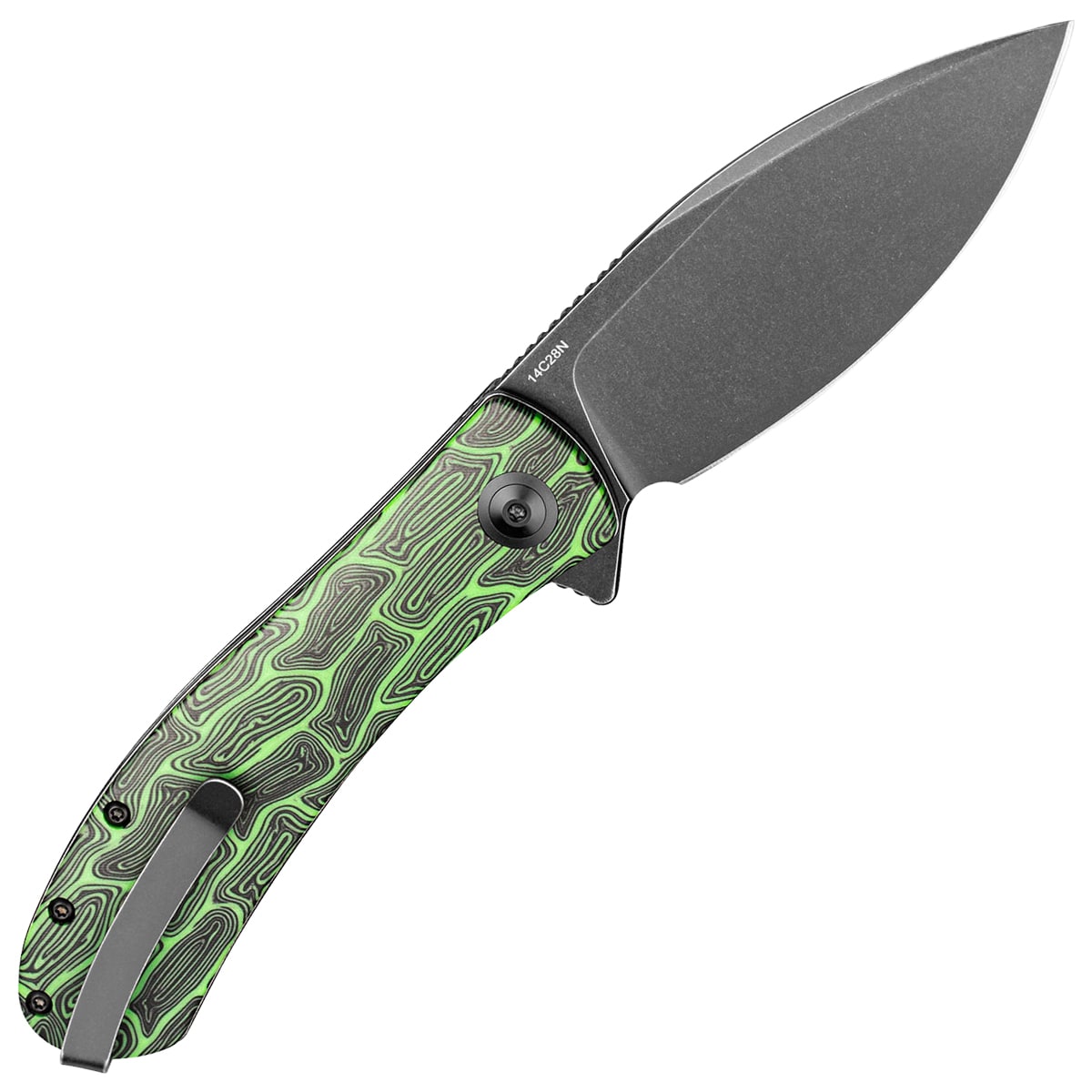 Складаний ніж Trollsky Knives Mandu XL 14C28N - Black Stonewashed/Green G10