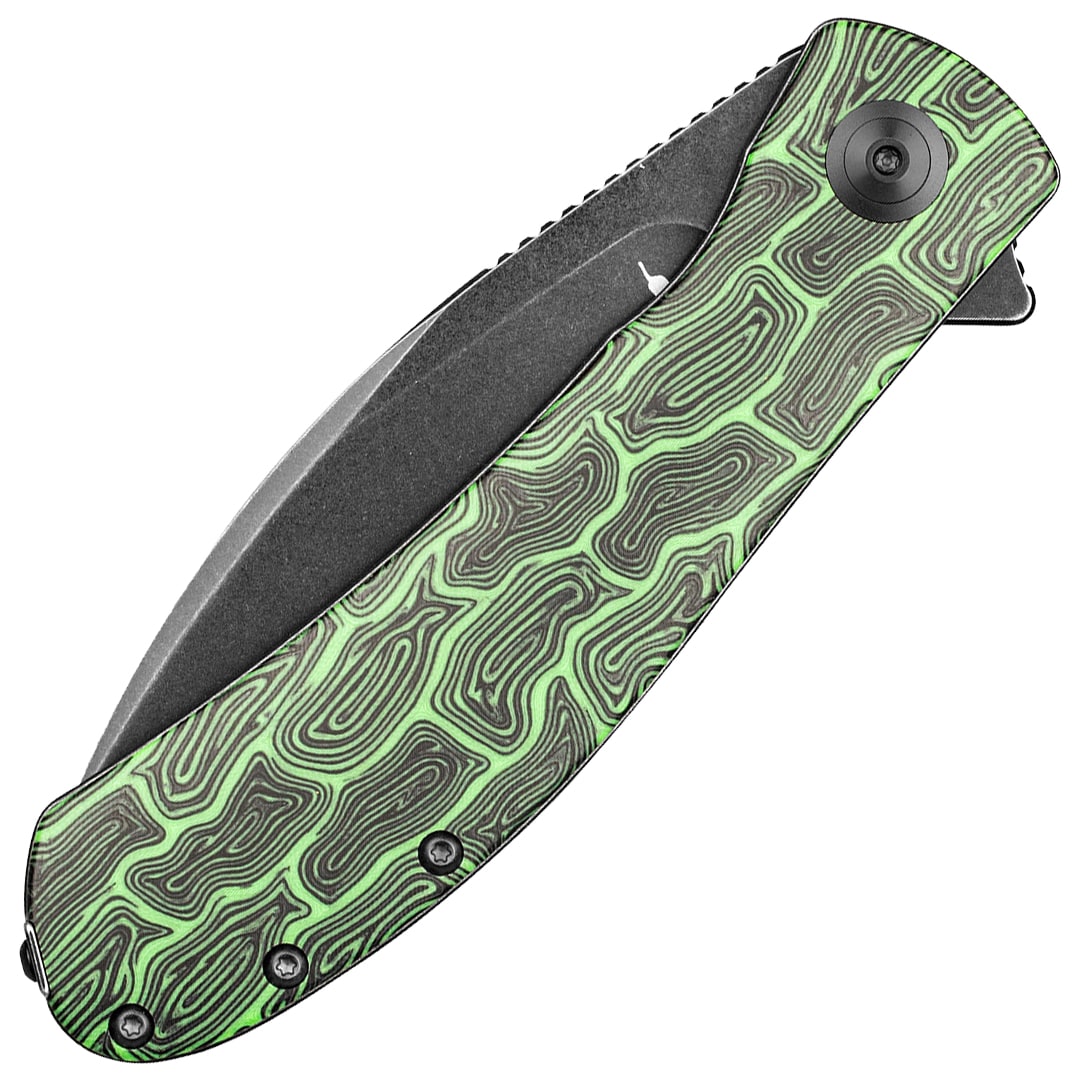 Складаний ніж Trollsky Knives Mandu XL 14C28N - Black Stonewashed/Green G10