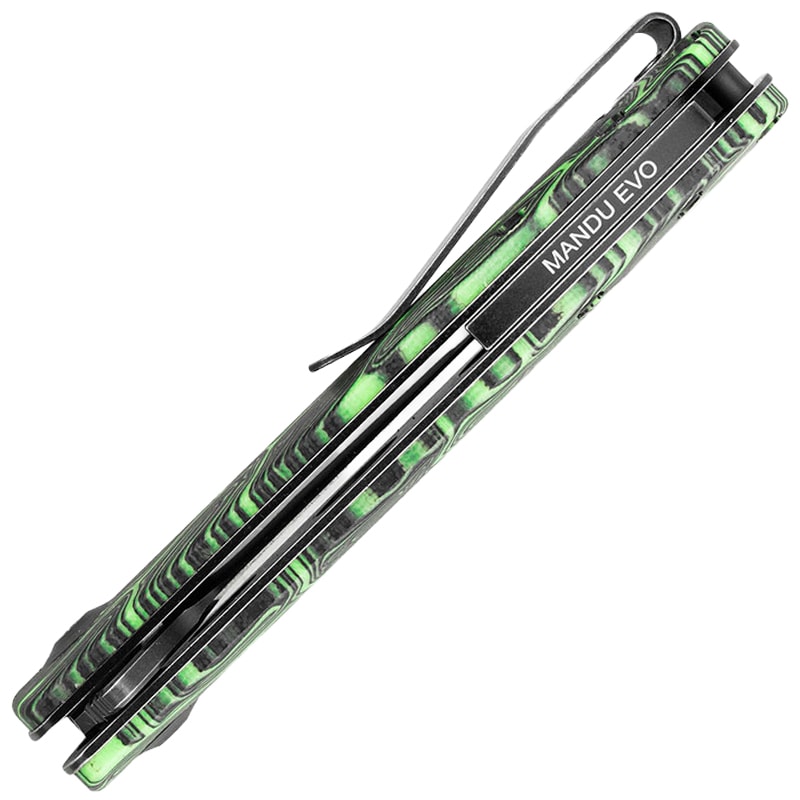 Складаний ніж Trollsky Knives Mandu EVO - Black Stonewashed 14C28N/Green G10