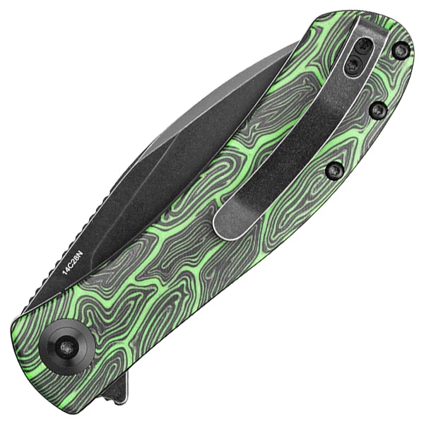 Складаний ніж Trollsky Knives Mandu EVO - Black Stonewashed 14C28N/Green G10