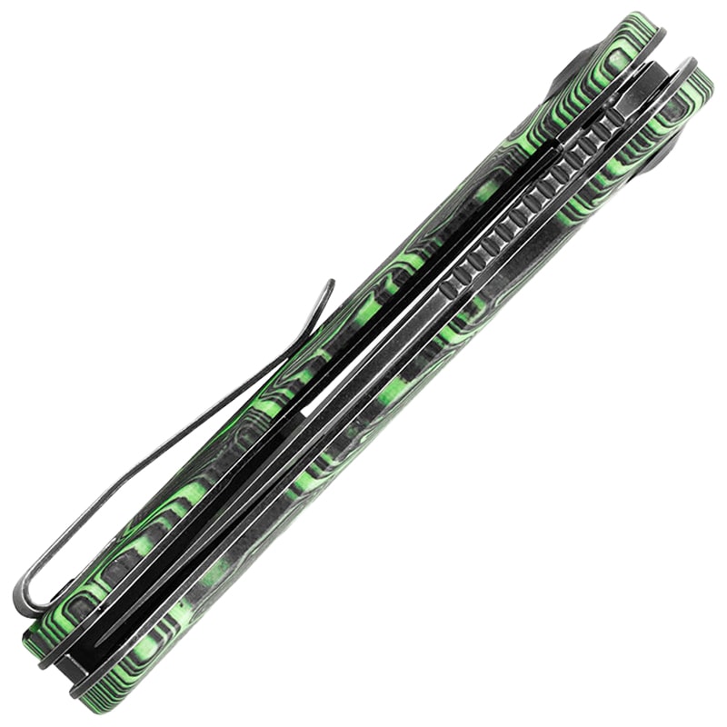 Складаний ніж Trollsky Knives Mandu EVO - Black Stonewashed 14C28N/Green G10