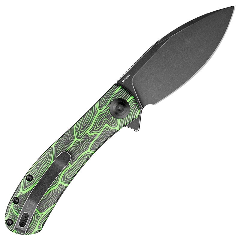 Складаний ніж Trollsky Knives Mandu EVO - Black Stonewashed 14C28N/Green G10