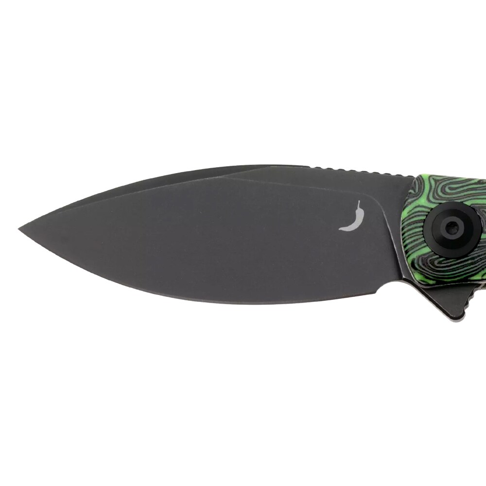 Складаний ніж Trollsky Knives Mandu EVO - Black Stonewashed 14C28N/Green G10