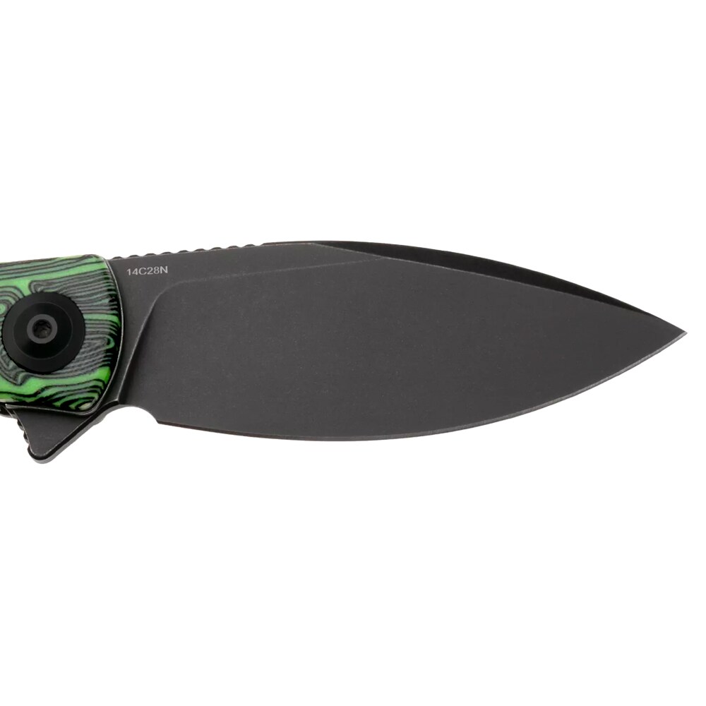 Складаний ніж Trollsky Knives Mandu EVO - Black Stonewashed 14C28N/Green G10