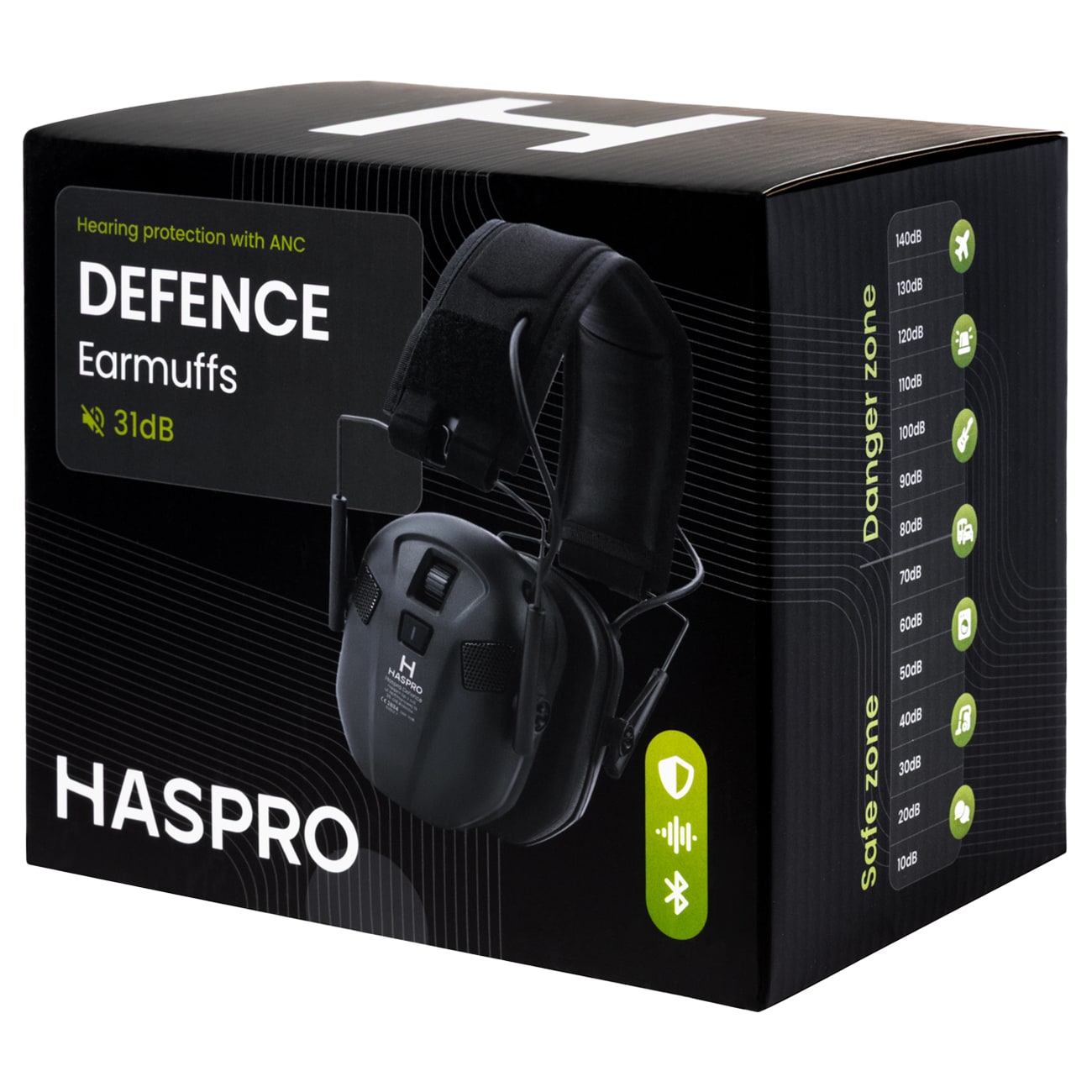 Ochronniki słuchu aktywne Haspro Defence - Black