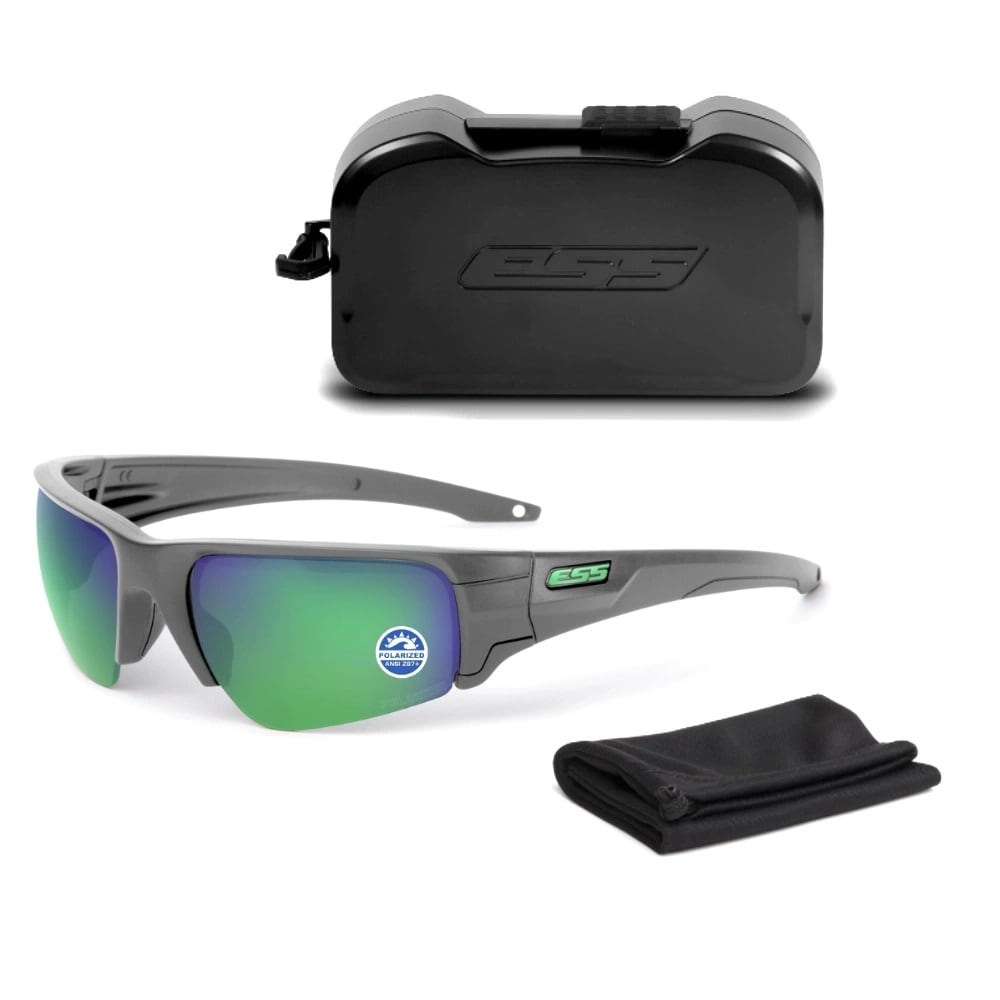 Тактичні окуляри ESS Crowbar - Matte Carbon/Polarized Mirrored Green