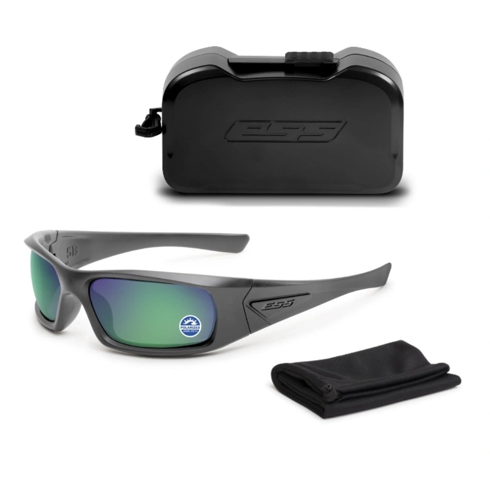 Тактичні окуляри ESS 5B - Matte Carbon/Polarized Mirrored Green