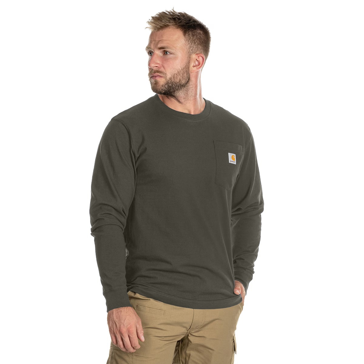 Koszulka Carhartt Heavyweight Longsleeve Pocket - Dusty Olive