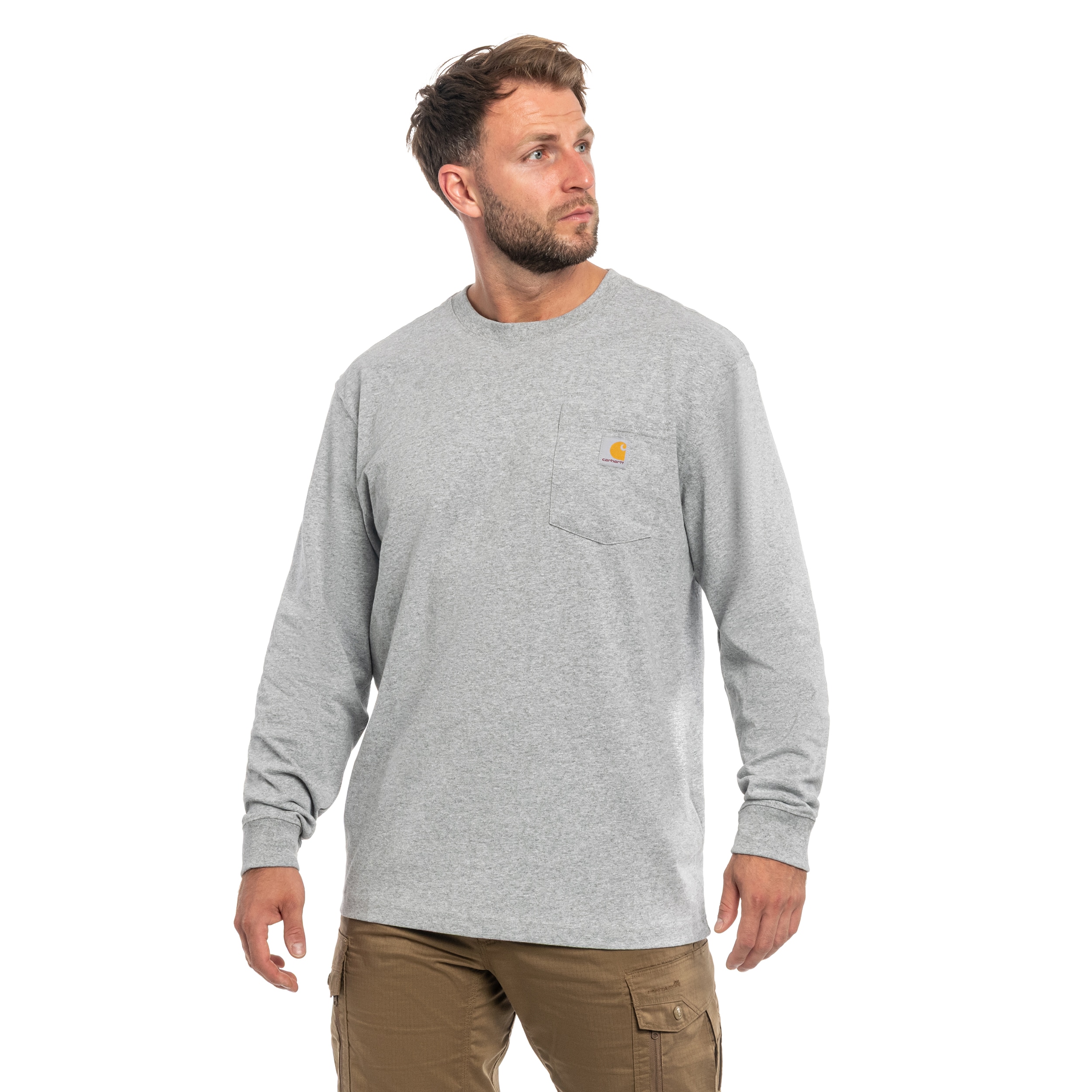 Koszulka Carhartt Heavyweight Longsleeve Pocket - Heather Grey
