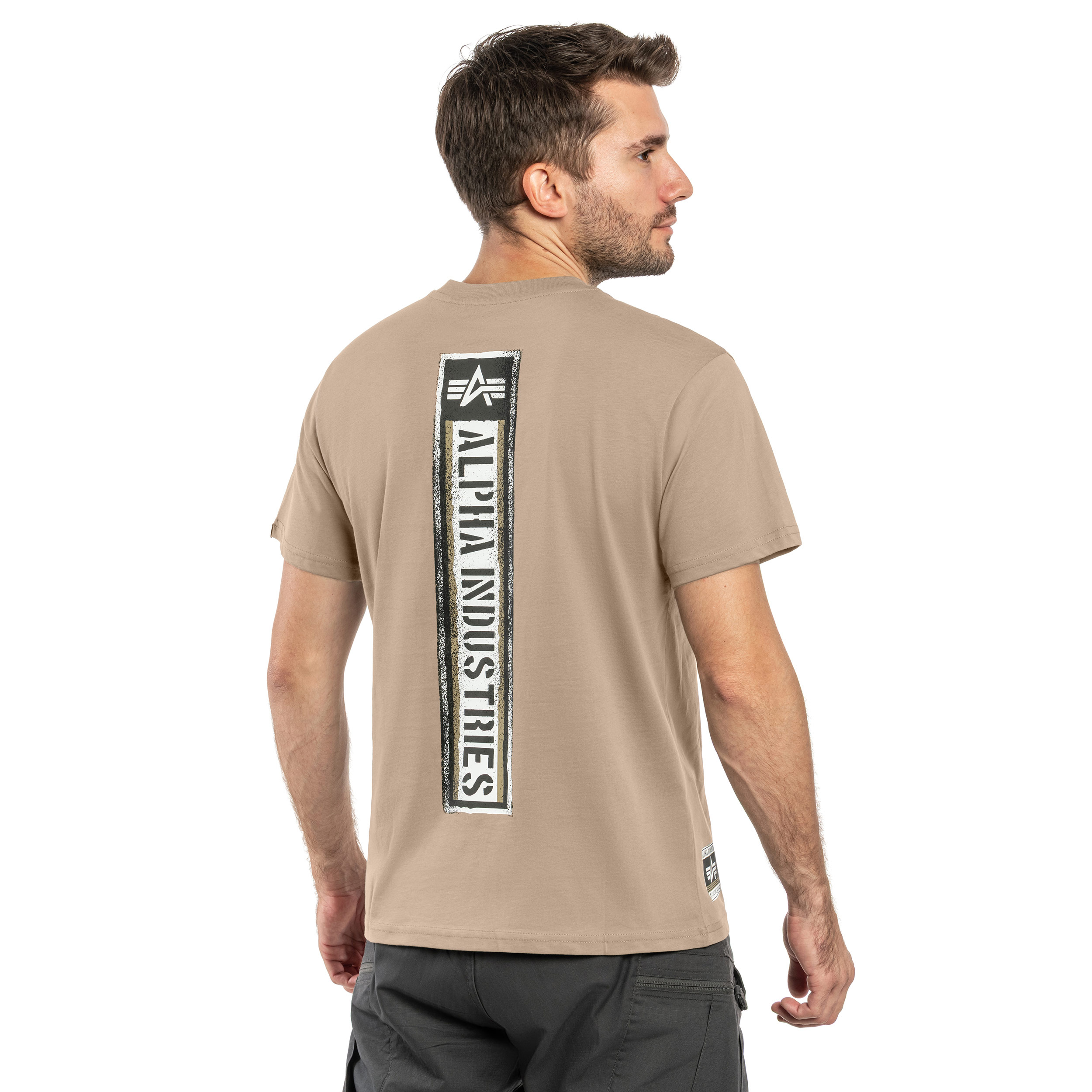 Koszulka T-shirt Alpha Backprint Vintage Panel - Vintage Sand