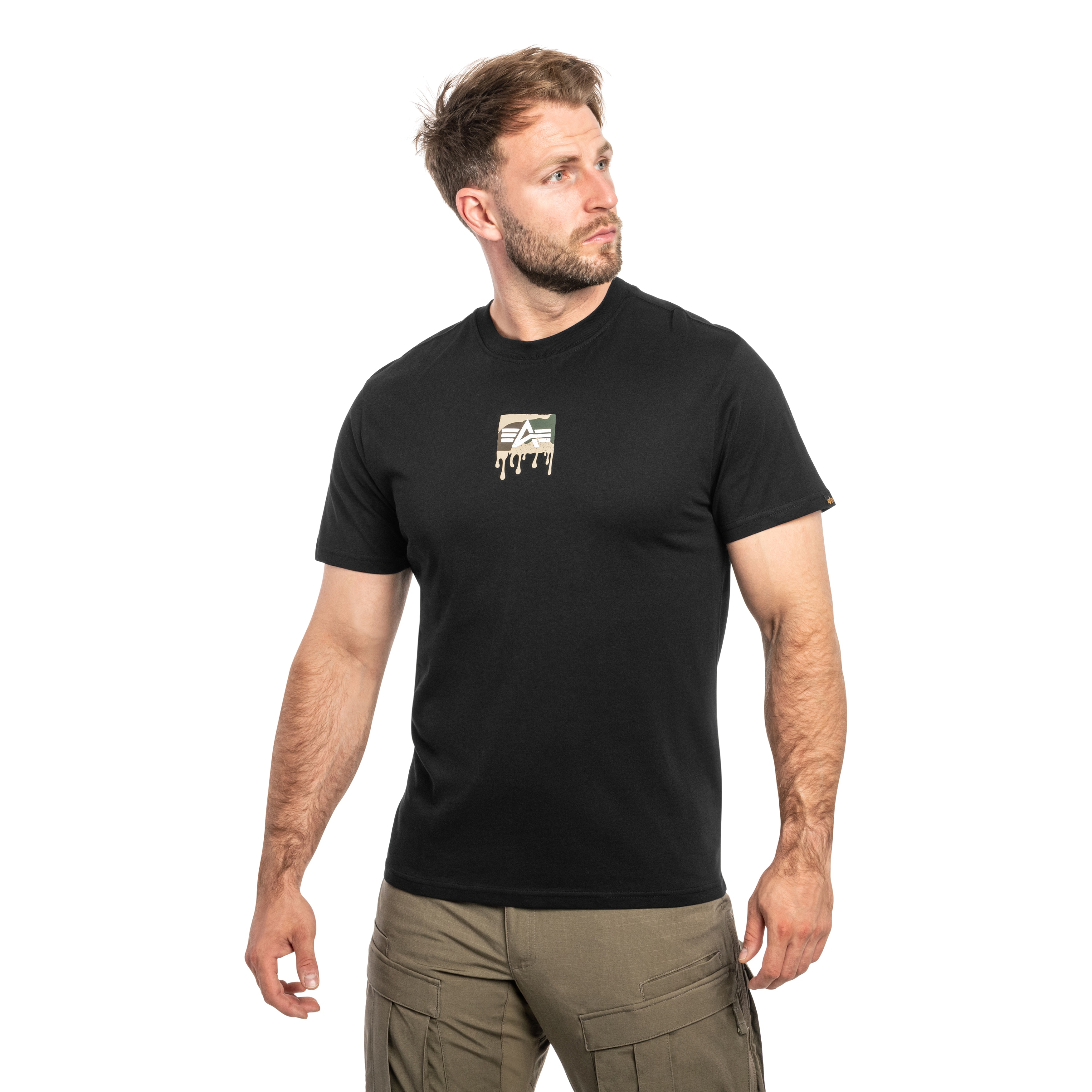Koszulka T-shirt Alpha Industries Dripping Camo Backprint - Black