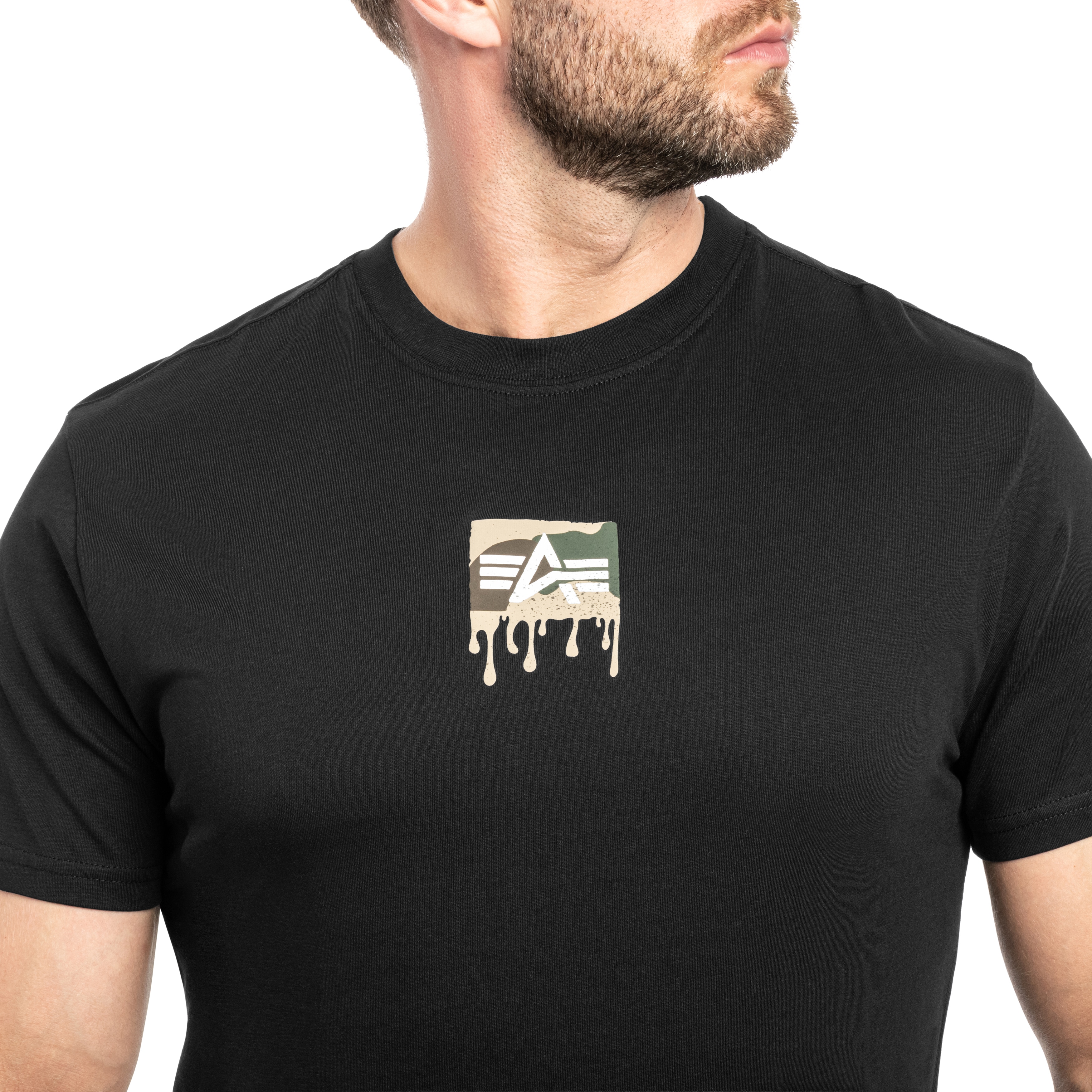 Koszulka T-shirt Alpha Industries Dripping Camo Backprint - Black
