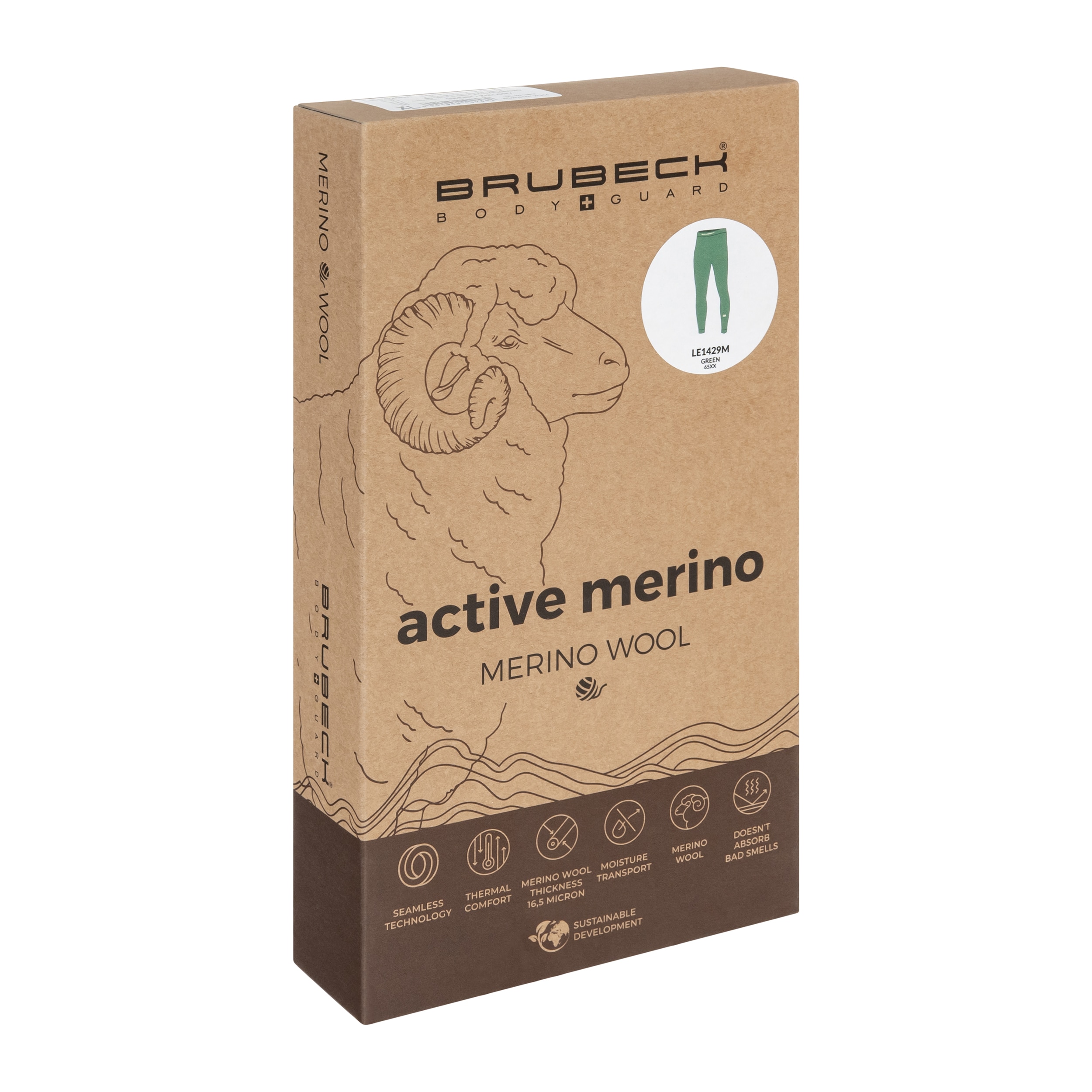 Legginsy termoaktywne Brubeck Active Merino V2 - Zielone