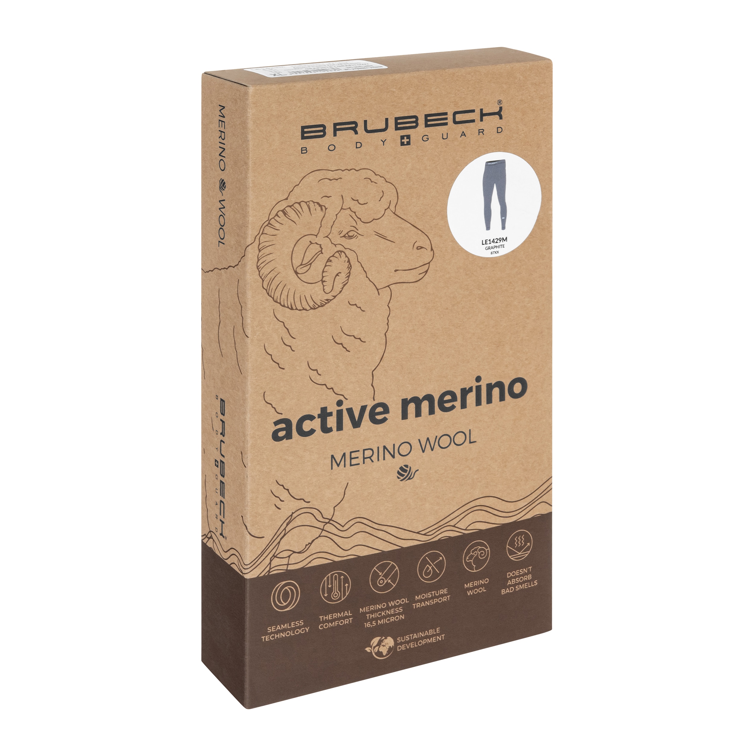 Legginsy termoaktywne Brubeck Active Merino V2 - Grafitowe