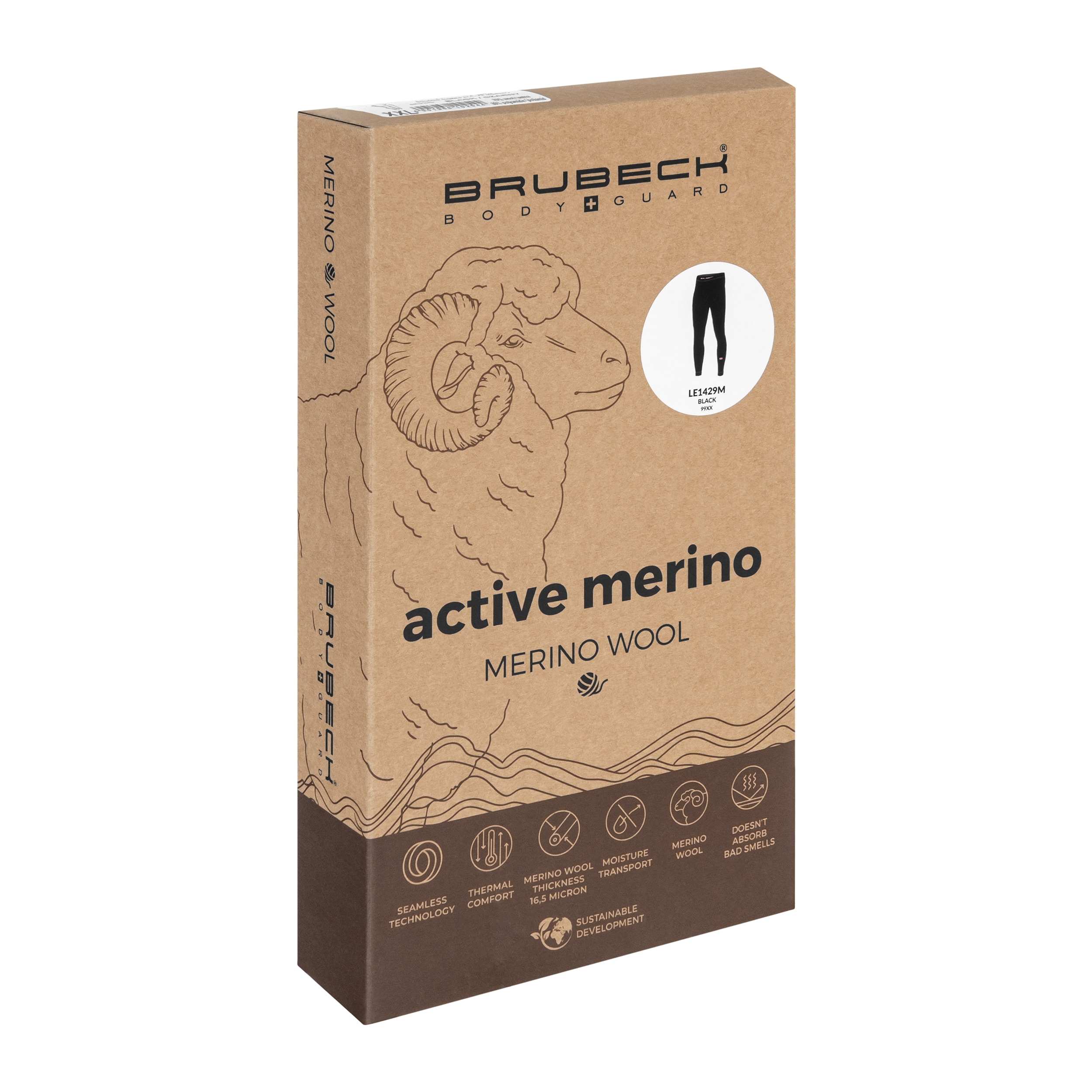 Legginsy termoaktywne Brubeck Active Merino v2 - Czarne