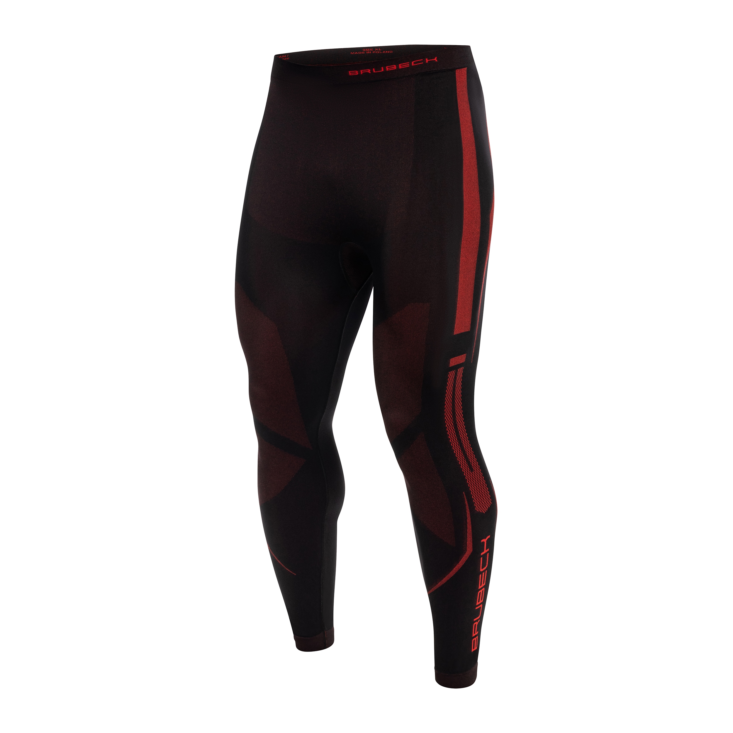 Legginsy termoaktywne męskie Brubeck Dry V2 - Czarne/Czerwone