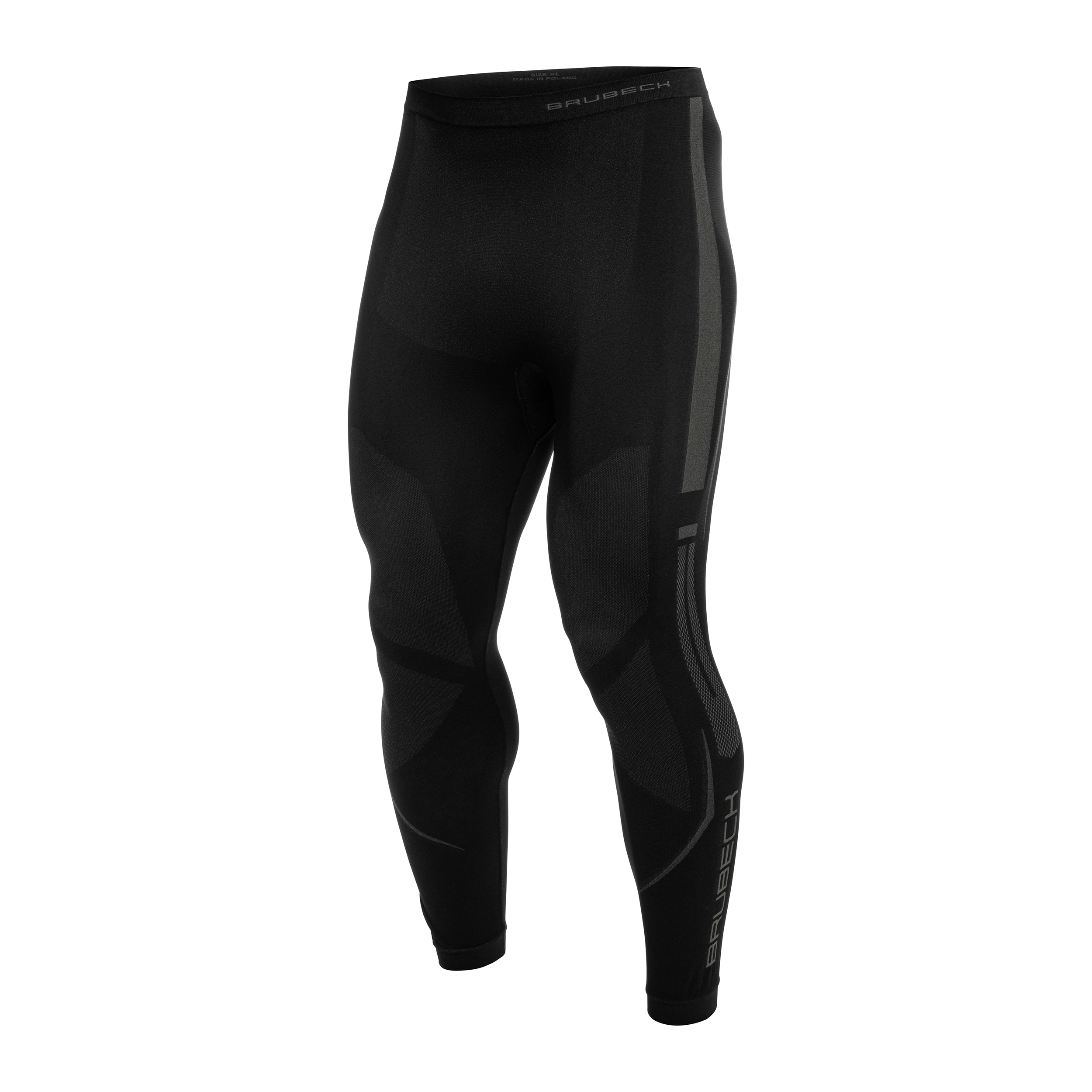 Legginsy termoaktywne męskie Brubeck Dry V2 - Czarne/Grafitowe