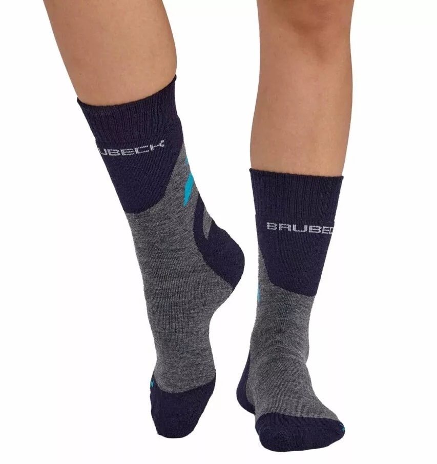 Skarpety damskie Brubeck Trekking Merino - Szare/Turkusowe
