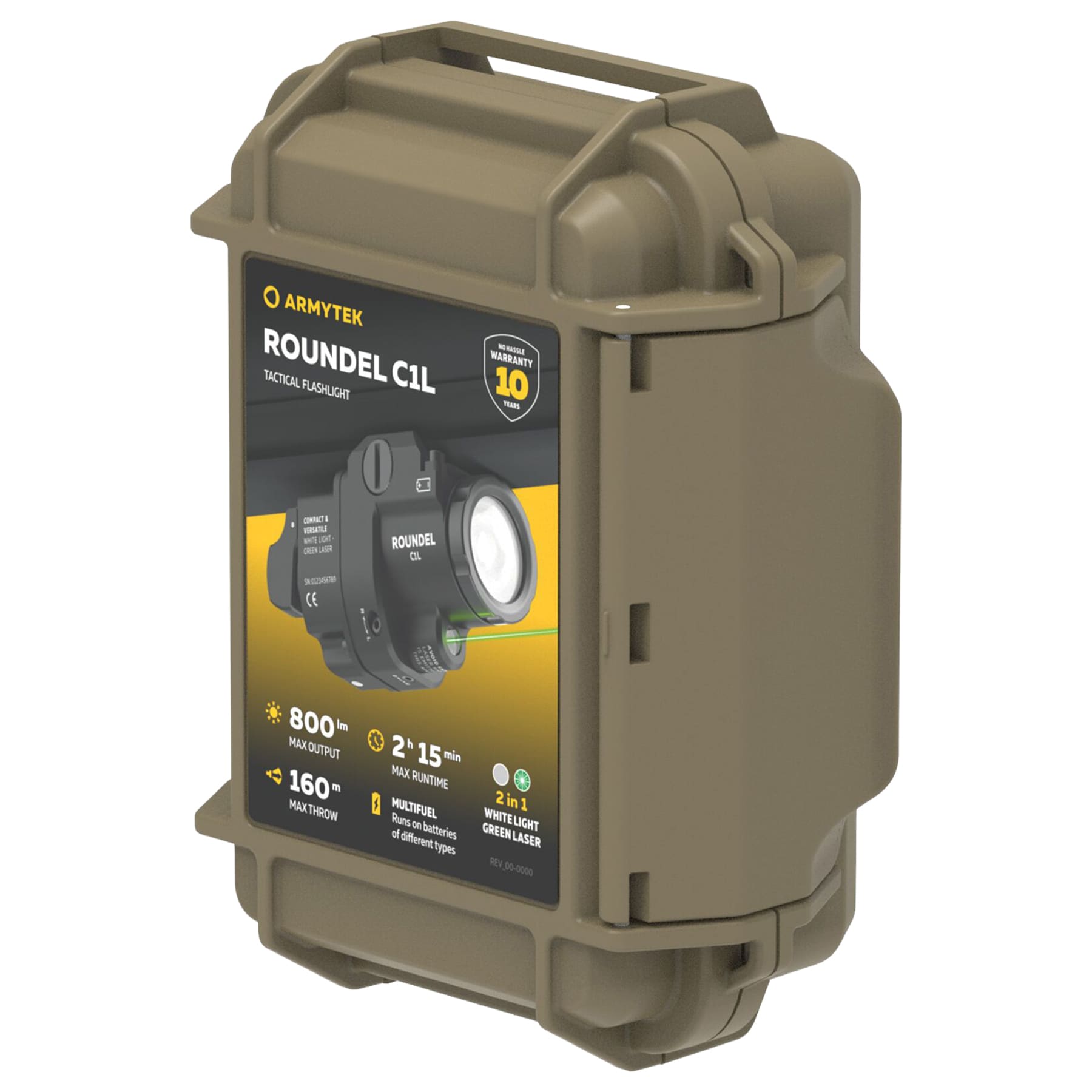 Armytek Roundel C1L Weapon Light with Laser Sight - 800 Lumens