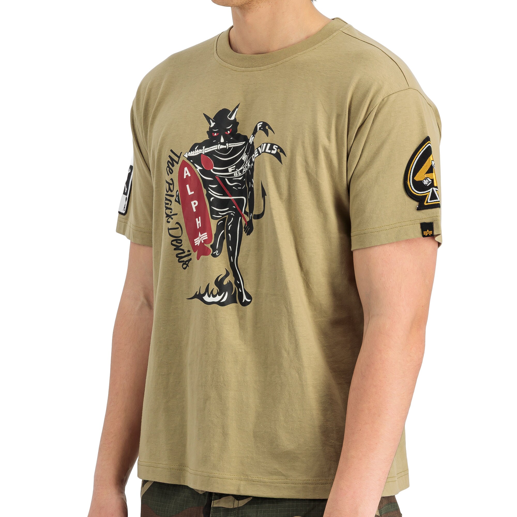 Koszulka T-shirt Alpha Industries Black Devils - Light Olive