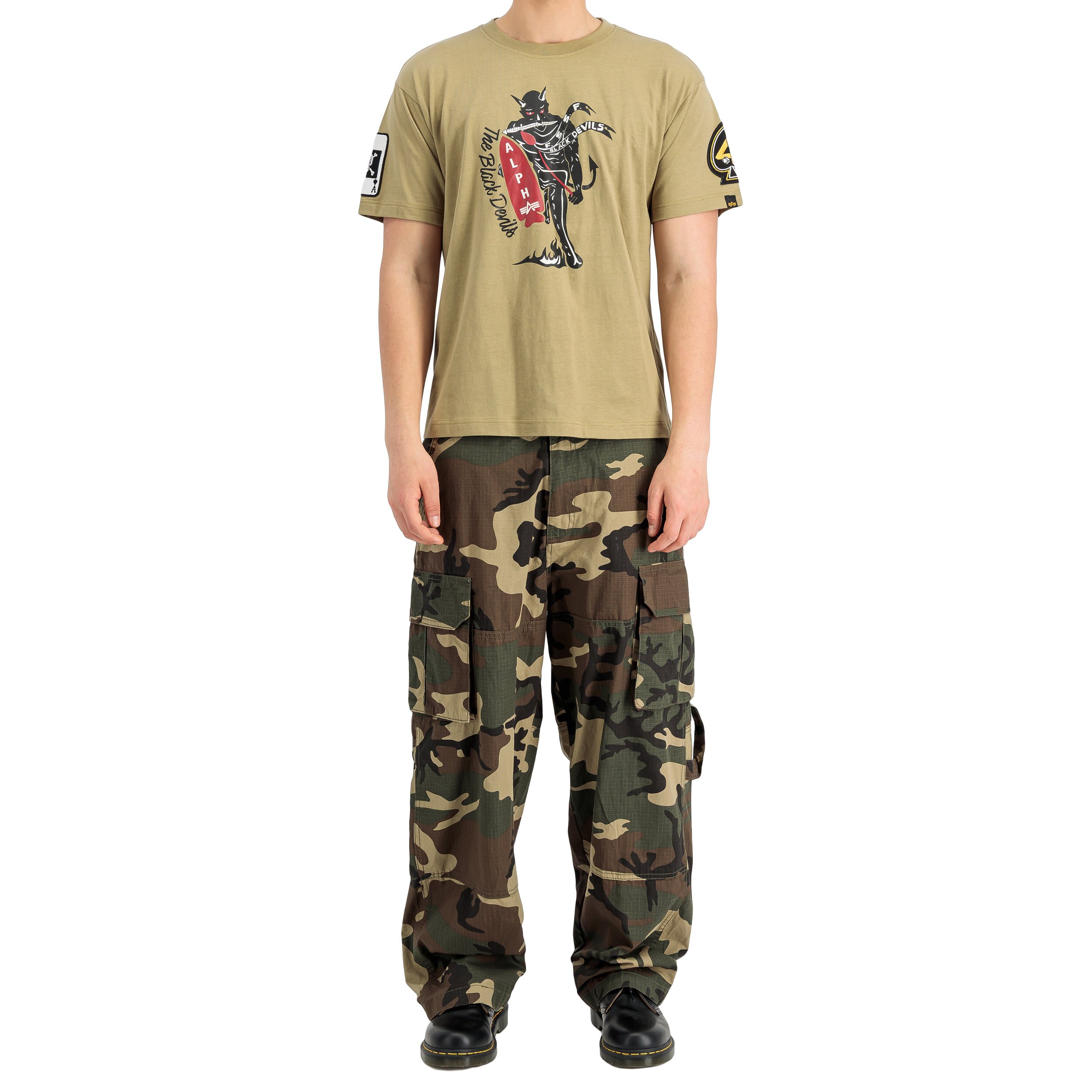 Koszulka T-shirt Alpha Industries Black Devils - Light Olive