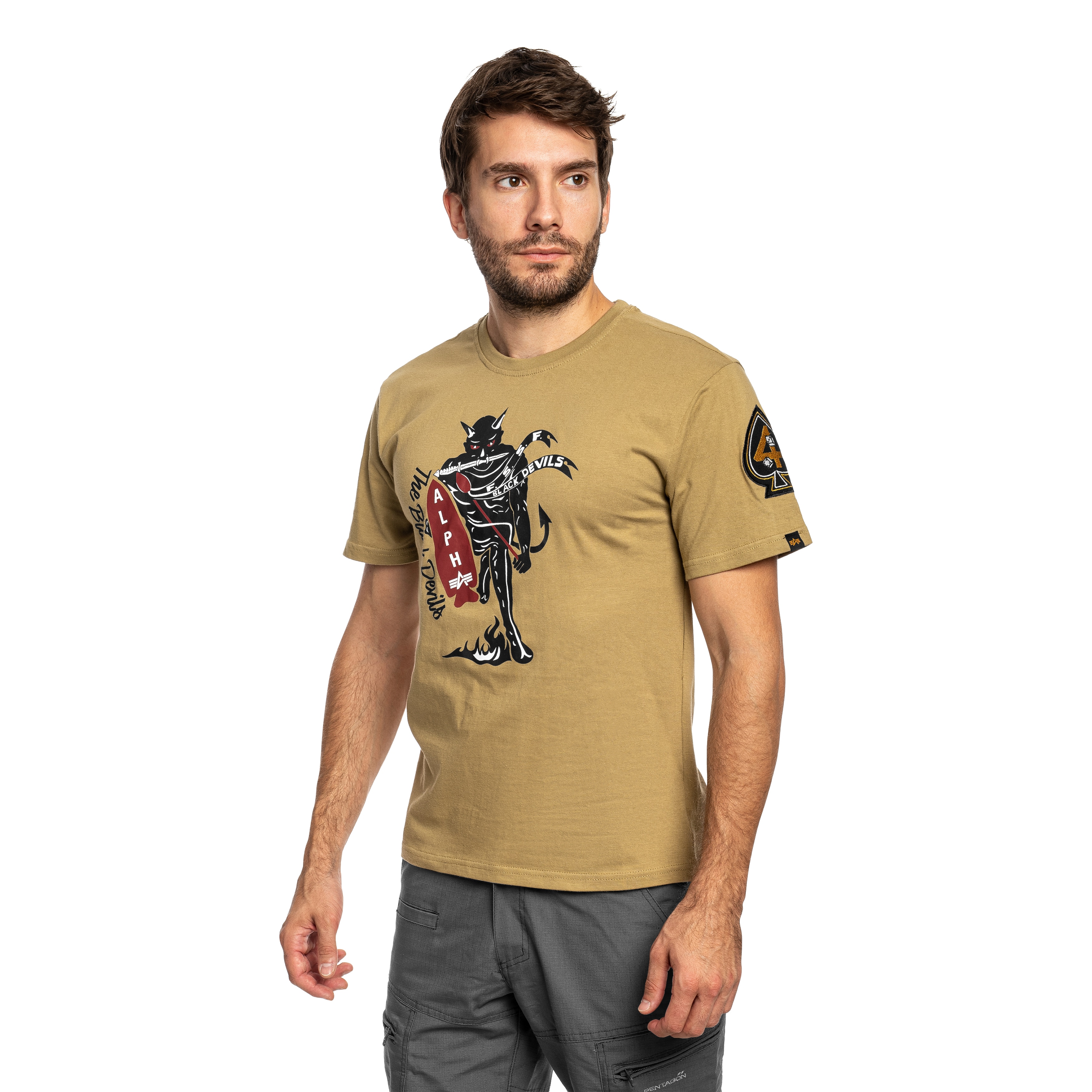Koszulka T-shirt Alpha Industries Black Devils - Light Olive