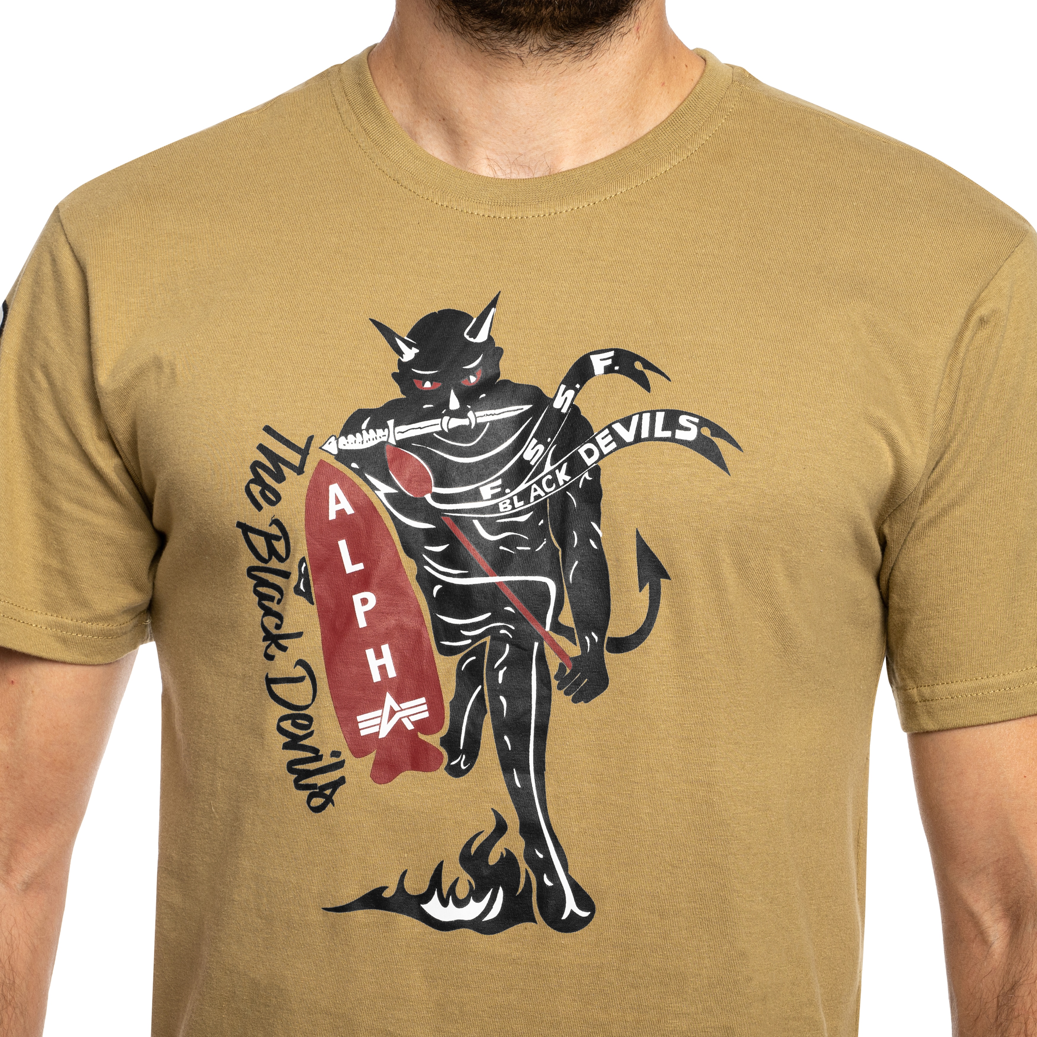 Koszulka T-shirt Alpha Industries Black Devils - Light Olive
