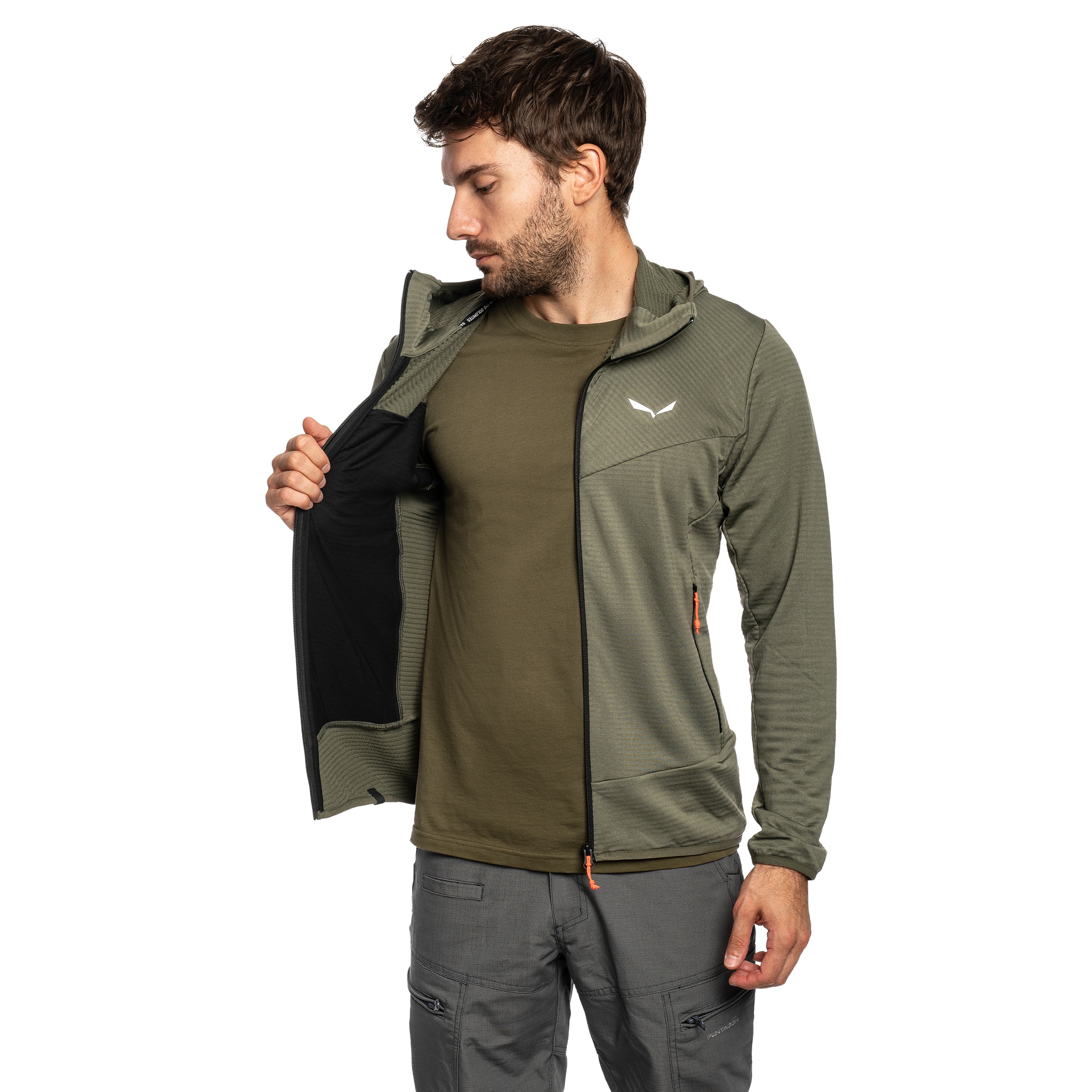 Polar Salewa Puez Altavia Polarlite Hooded - Faded Green