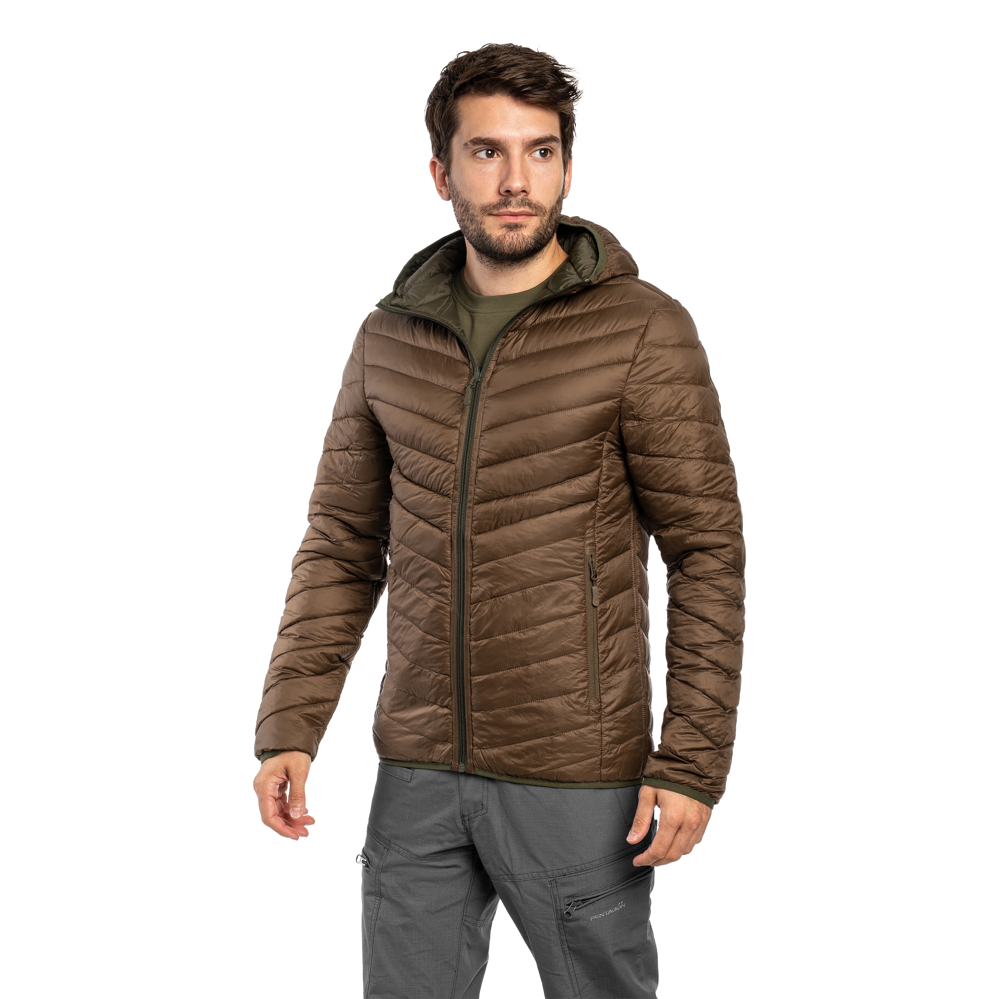 Kurtka MFH Reversible Quilted Thermal Jacket - OD Green/Brown