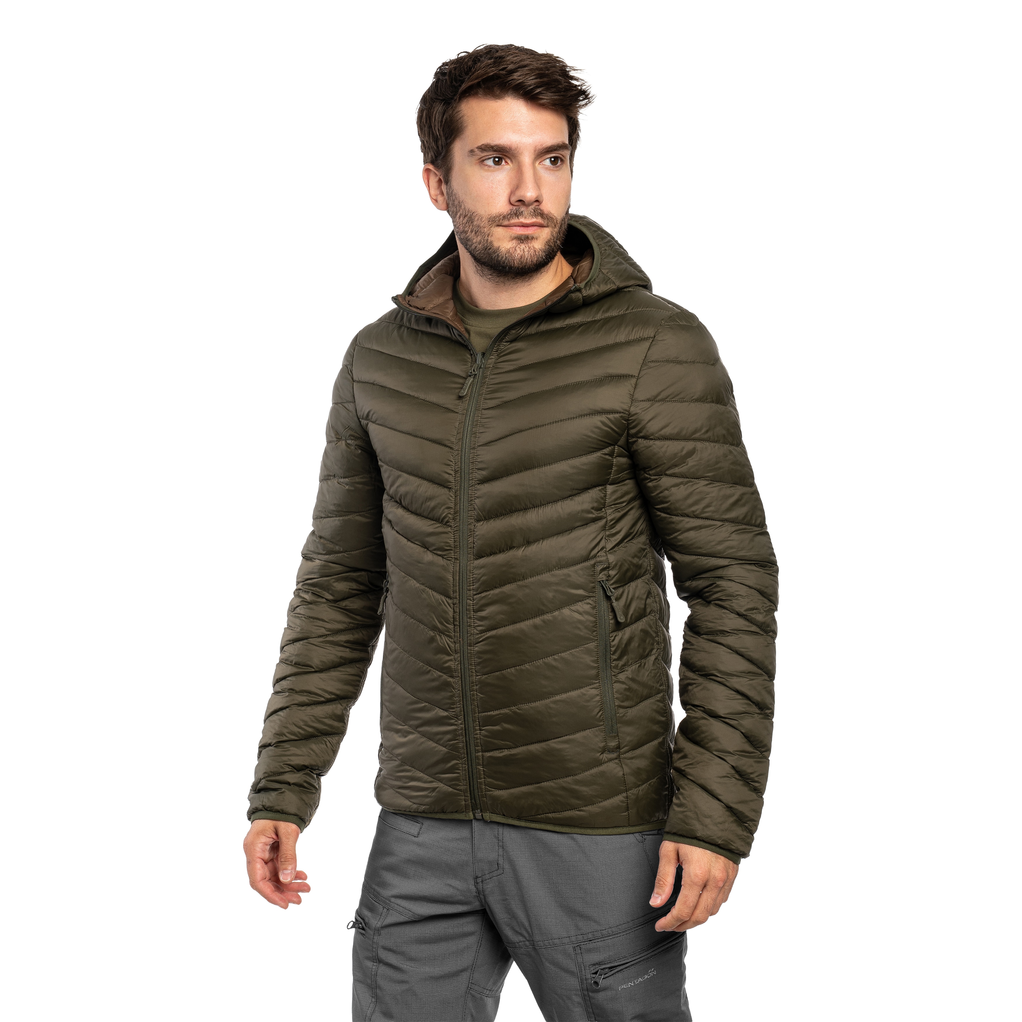 Kurtka MFH Reversible Quilted Thermal Jacket - OD Green/Brown