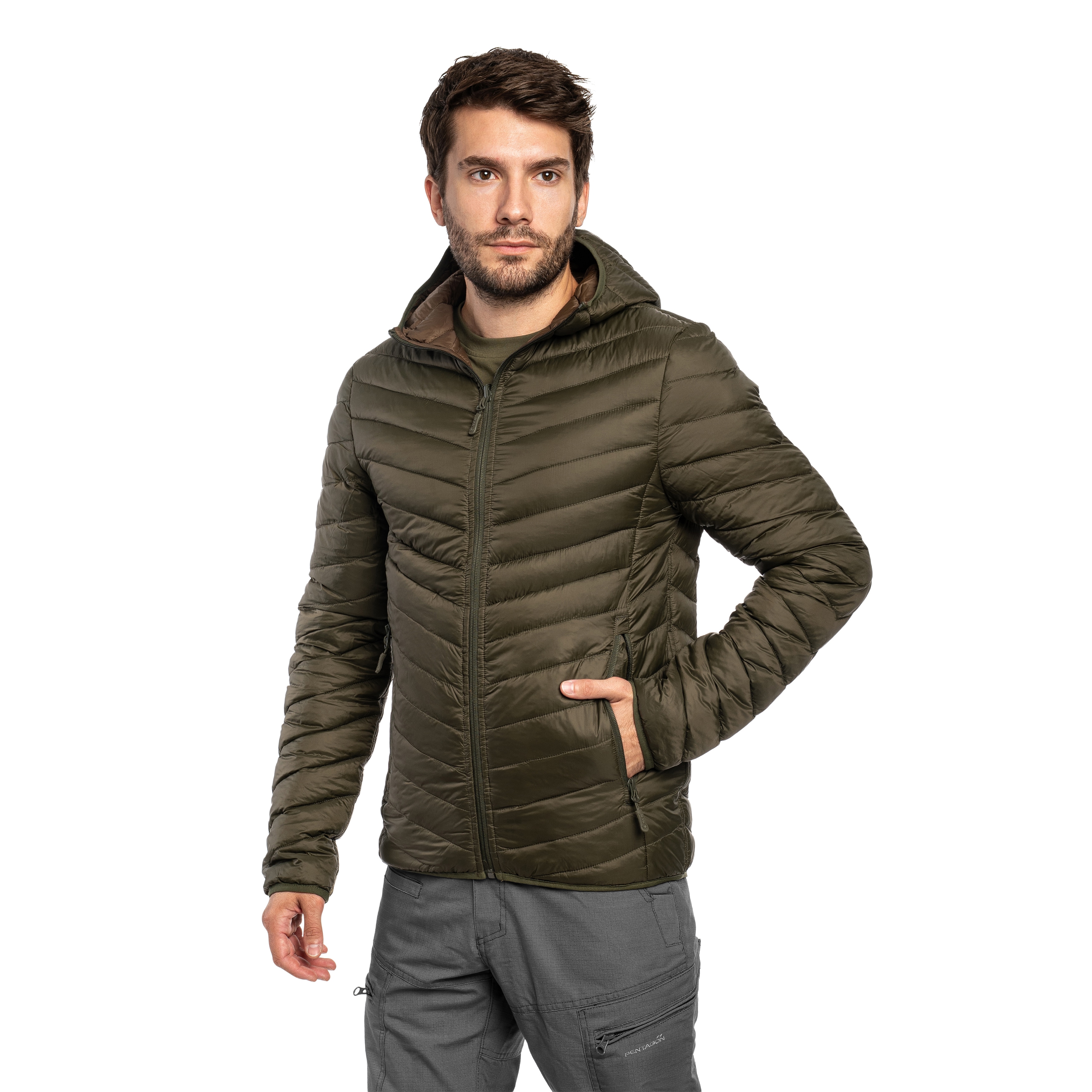 Kurtka MFH Reversible Quilted Thermal Jacket - OD Green/Brown