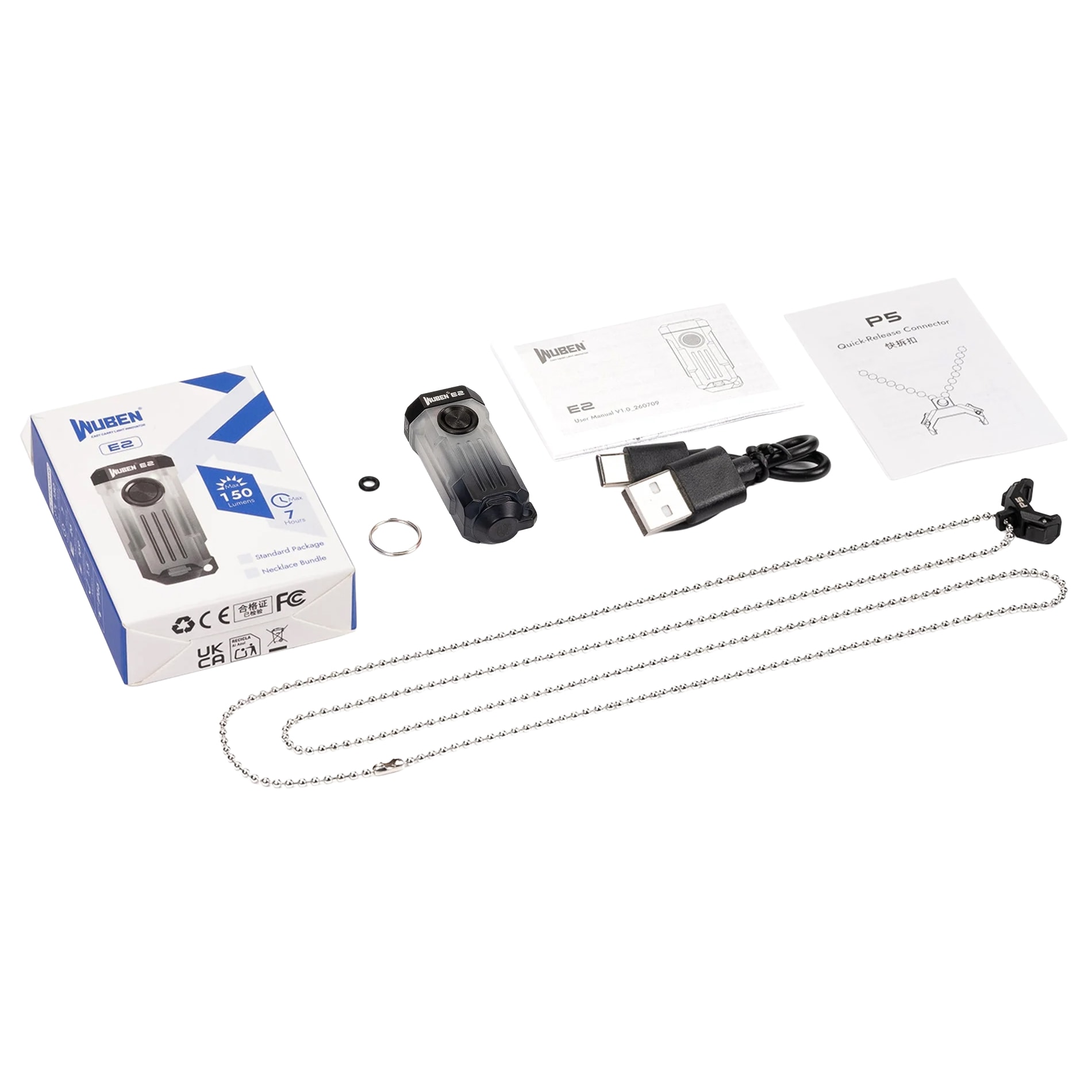 Latarka brelok Wuben E1 Pulse Black - 150 lumenów
