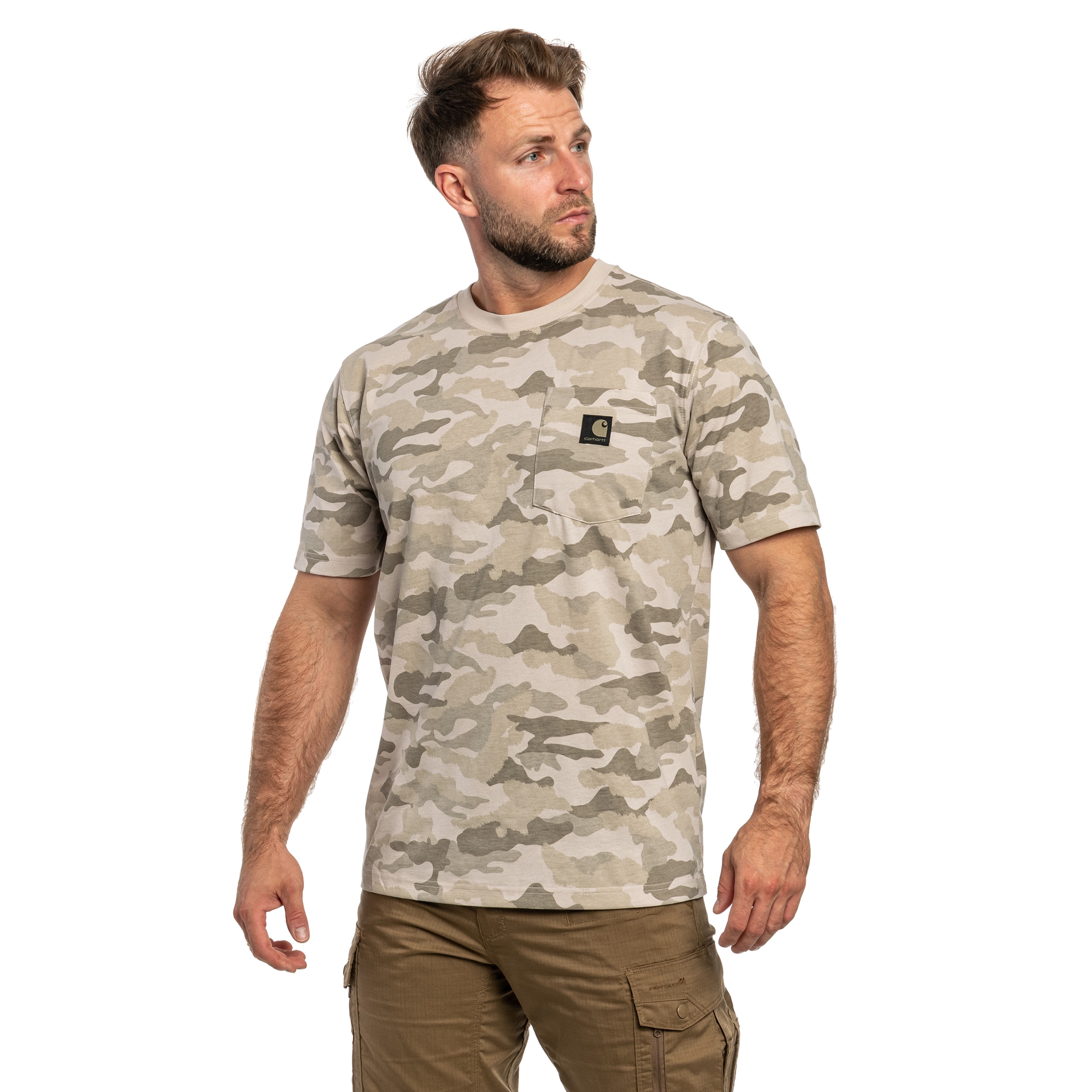 Koszulka T-Shirt Carhartt Irvine Pocket - Fossil Tan Camo