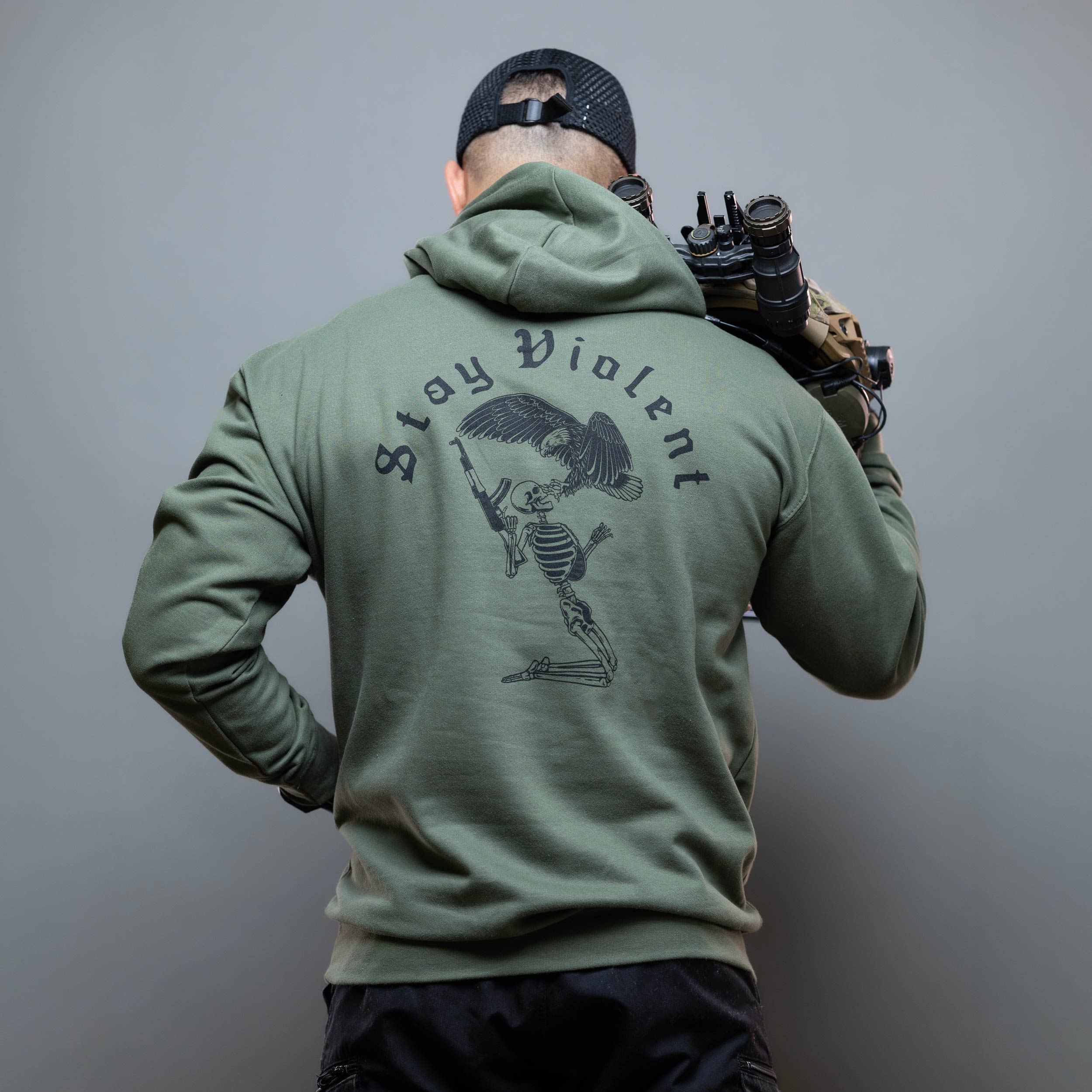 Bluza Brothers in Arms Stay Violent Hoodie - Olive
