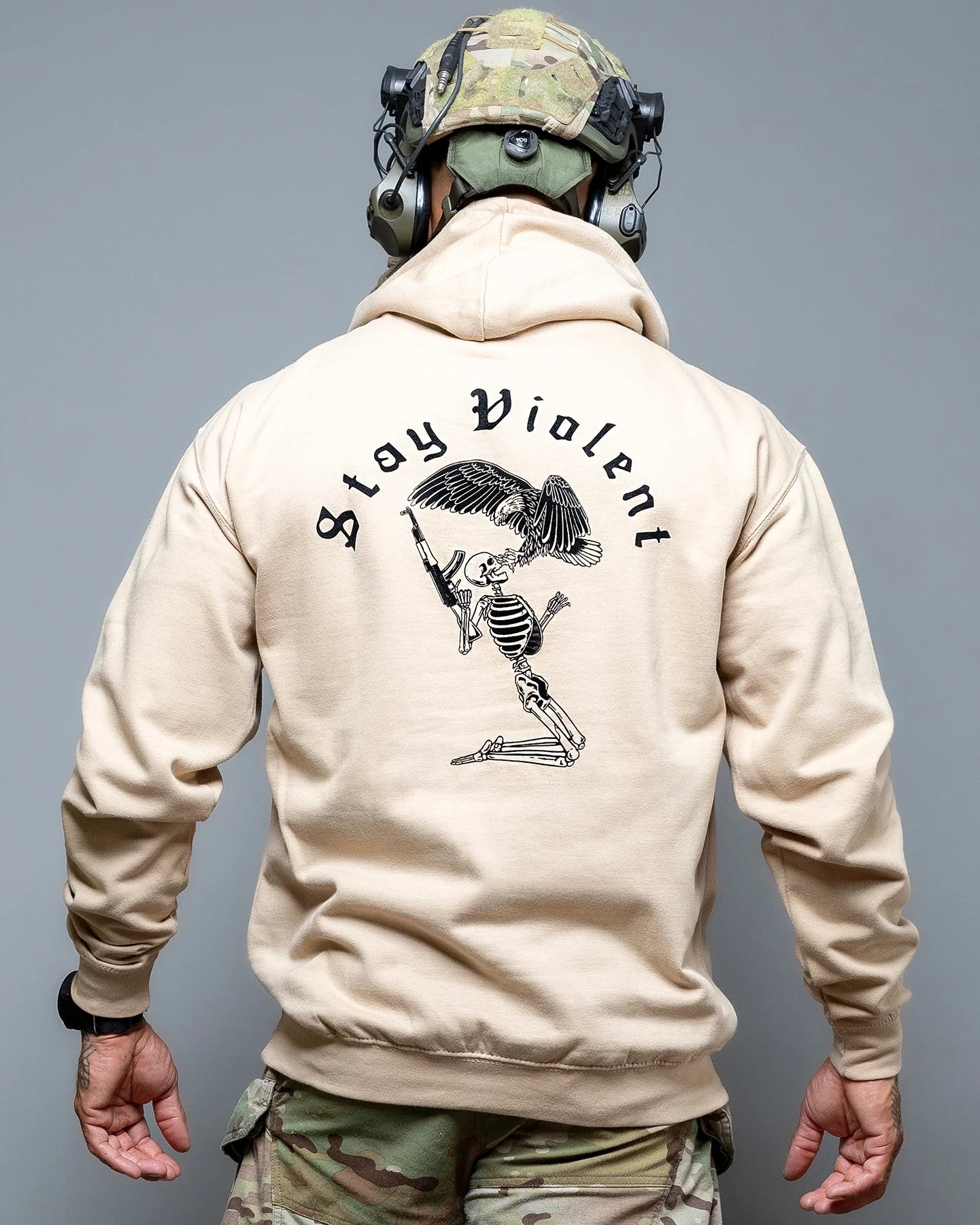 Bluza Brothers in Arms Stay Violent Hoodie - Sand