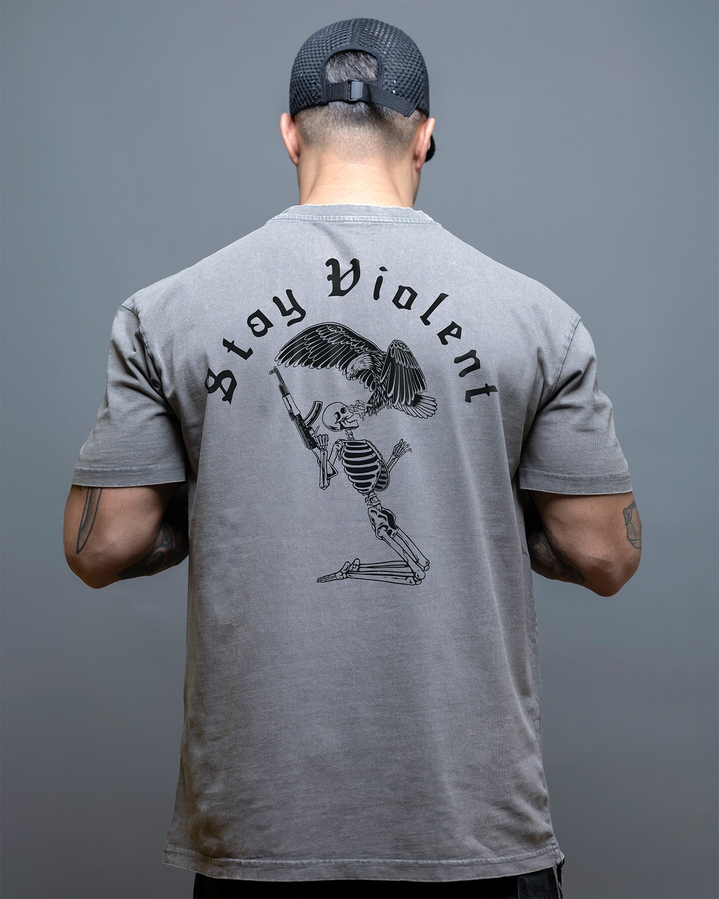Футболка Brothers In Arms Stay Violent Oversized - Grey